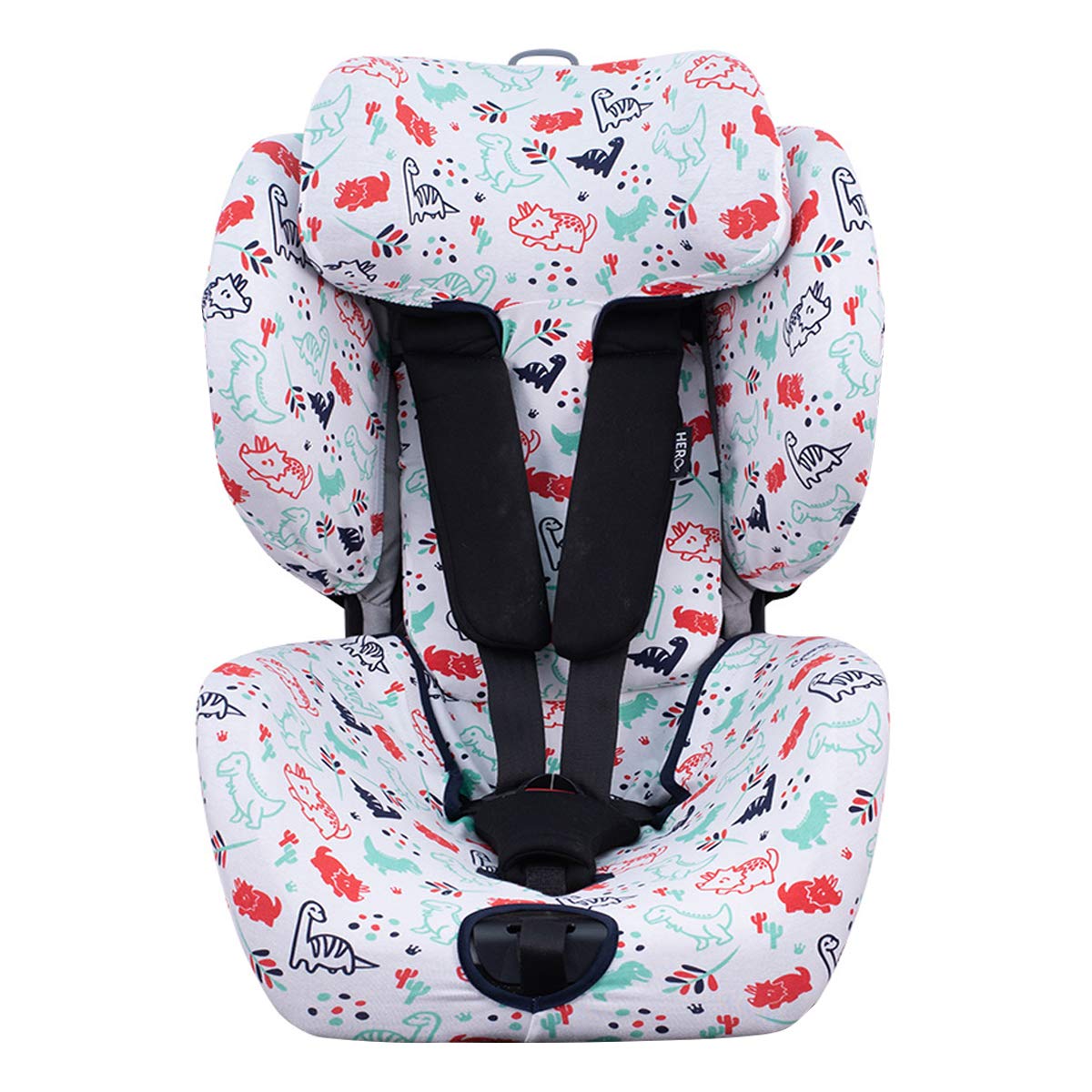 JYOKO KIDS Rivestimento per seggiolino auto in cotone compatibile con Recaro Zero e Recaro Optiafix (Dino Party)