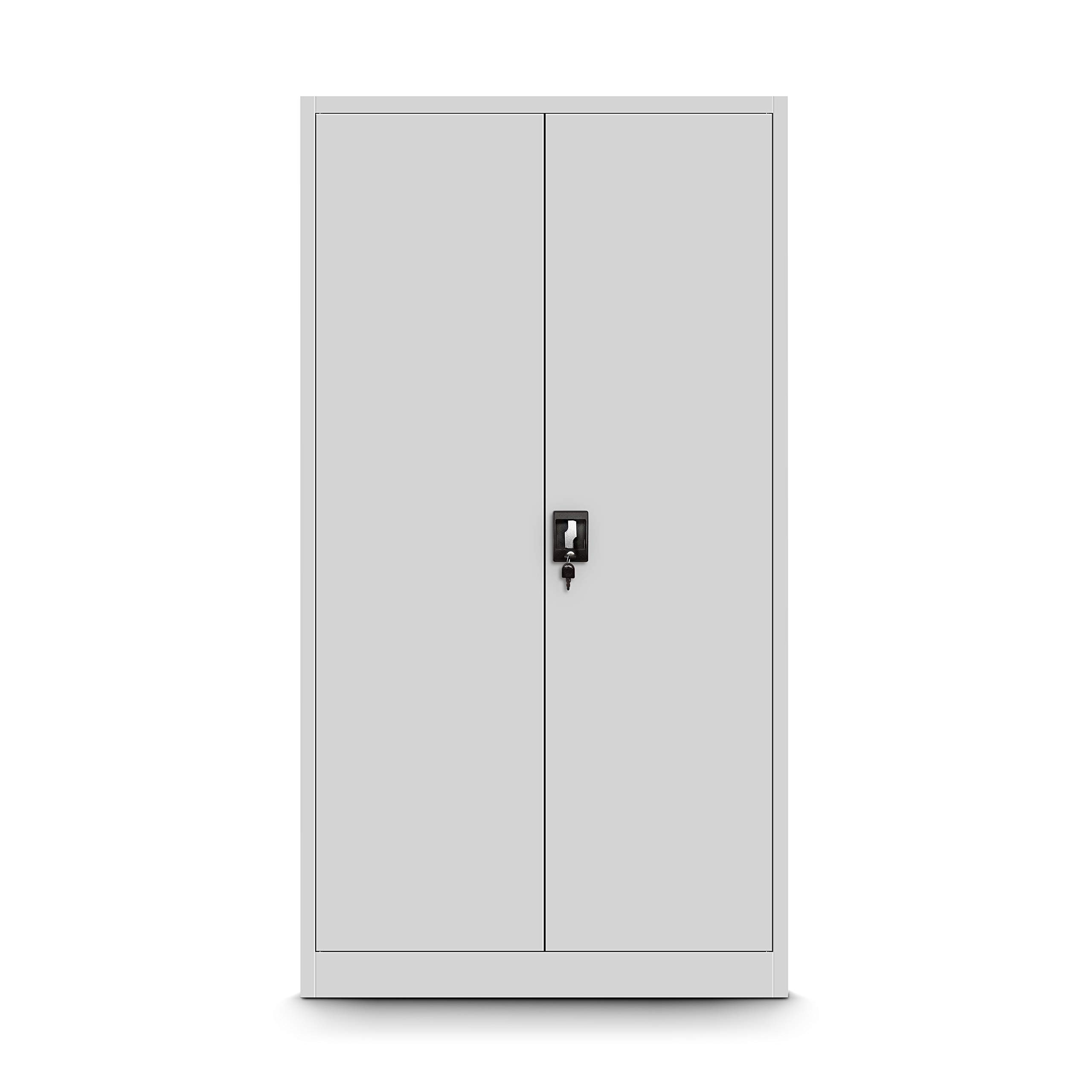 Jan Nowak Armadio da Ufficio C001D Archivio per Officina Con Scomparto Segreto in Metallo Verniciato a polvere Chiudibile 185 cm x 90 cm x 45 cm (Grigio)