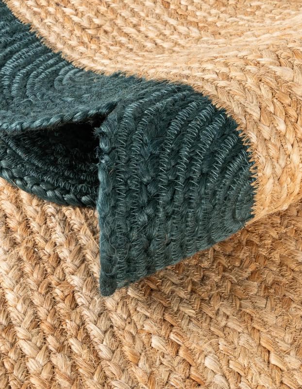 Alfombra de yute festoneado natural y verde 2.6x6 pies Aizza Trends para pasillo 5