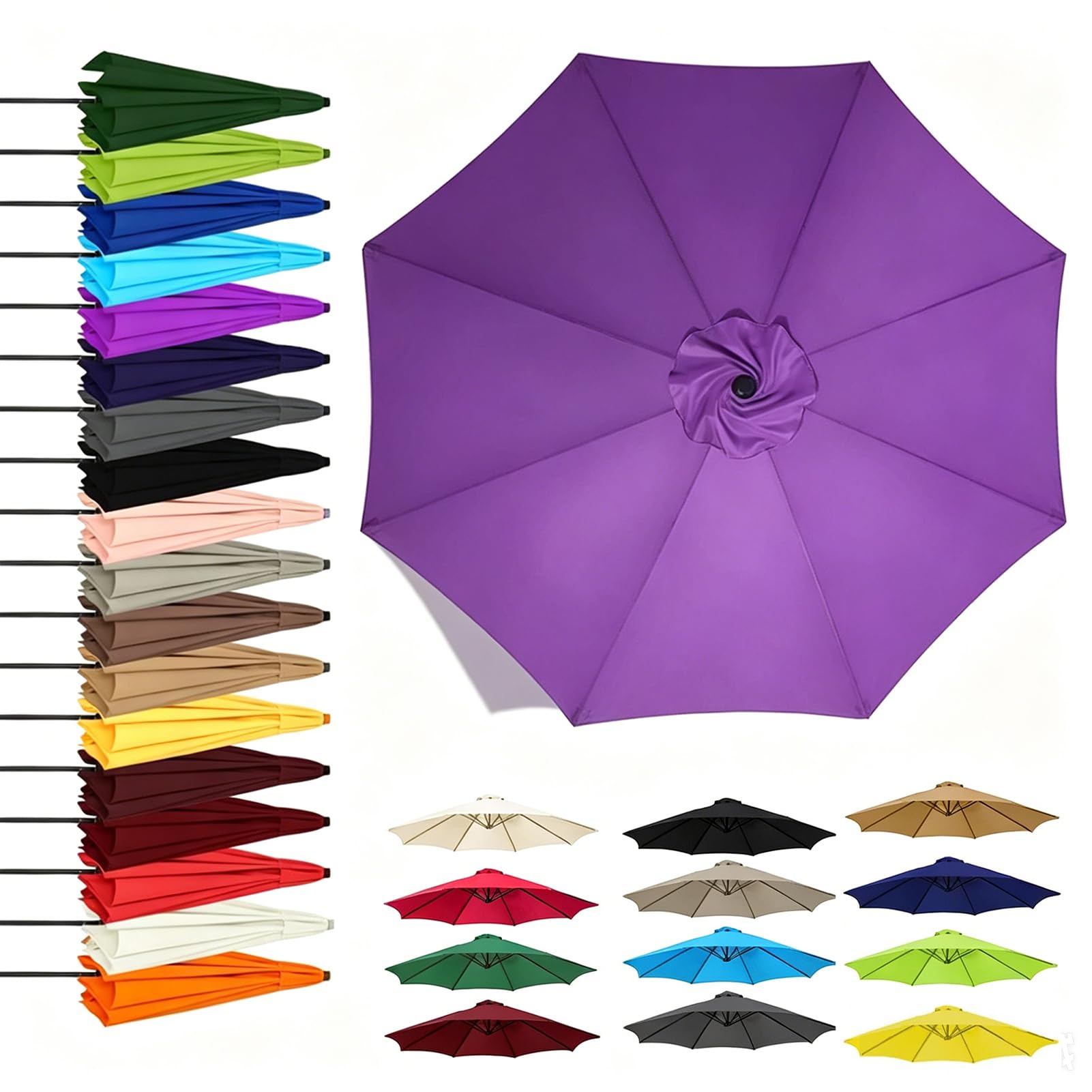 Parasol ogrodowy, 6 ramion, 8 ramion, wodoodporny, na patio, do użytku na zewnątrz, zapasowy baldachim 4 m/3,5 m/3 m/2,7 m/2,5 m/2,3 m/2 m, do trawnika, plaży, podwórka, na taras, basen