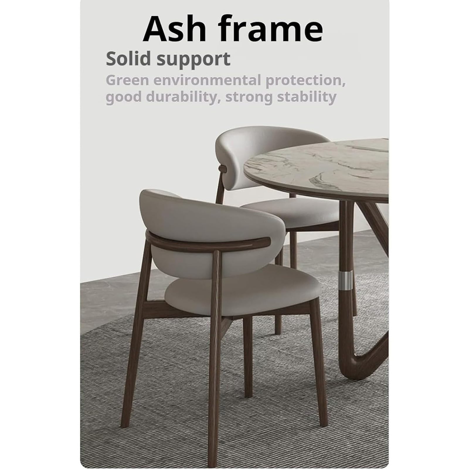 Sillas modernas de comedor de madera maciza, sillas de reposabrazos, sillas acolchadas de tela con respaldo curvo, diseño ergonómico, adecuadas para cocina y Sala de estar Walnut,6pieces