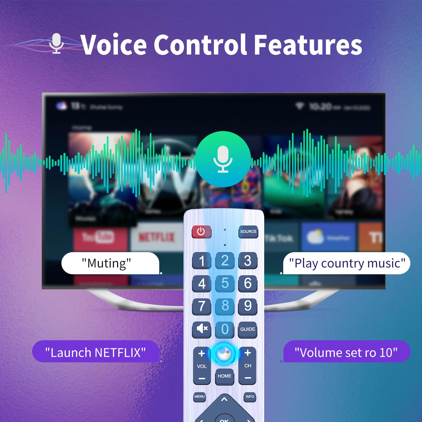 Telecomando Vocale SHWRMC0133 Di Ricambio Per TV Sharp Aquos - Modelli 32BI5EA, 40BI2EA, 43BL2EA E Altri