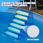 18 pool pool ardder Steps Remplacement avec des bandes réfléchissantes - LESIWHOS 3-Pack Piscine en plastique Échelle Rung Étape avec 6 PCS Bouchons en acier inoxydable pour piscines souterraines et au-dessus du sol