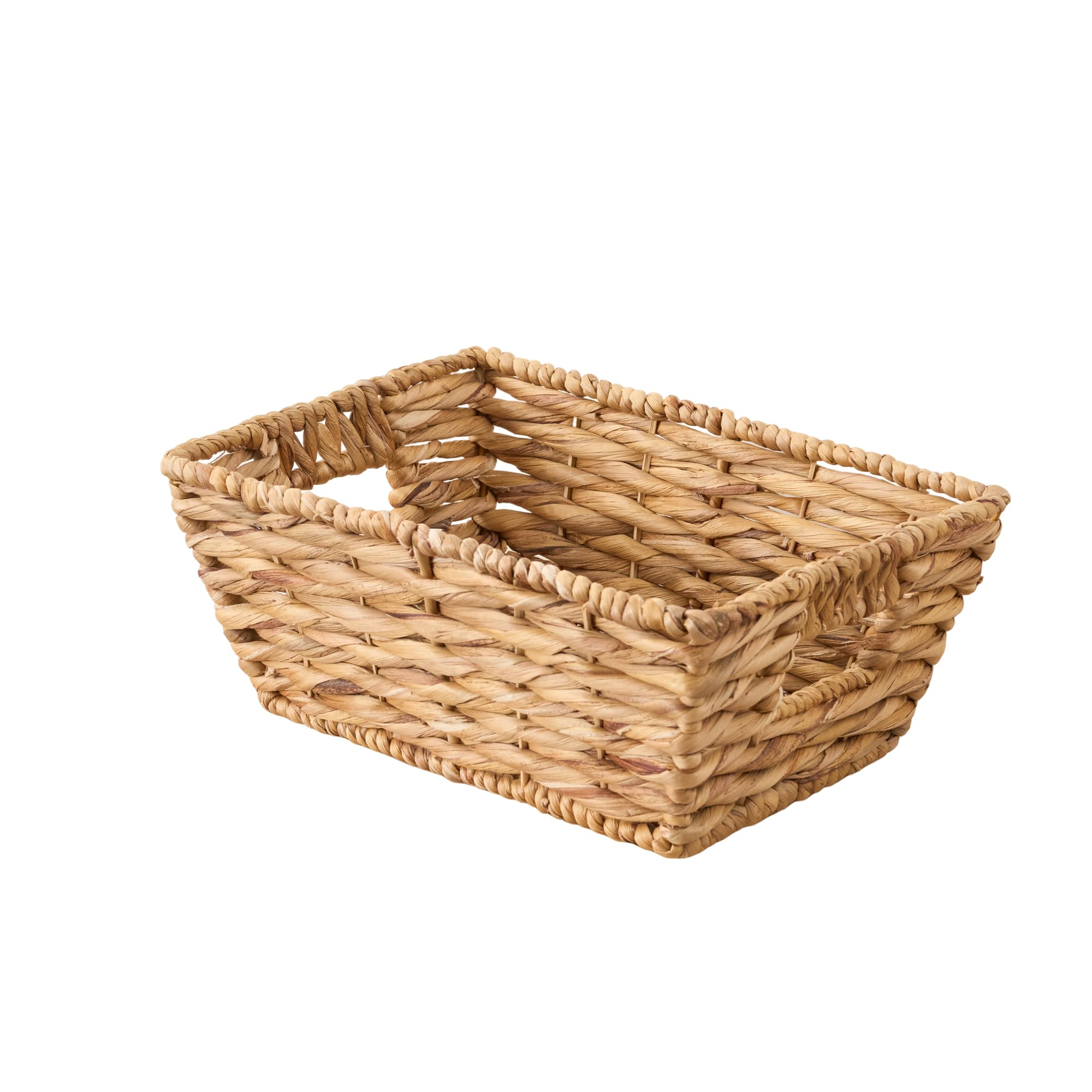 Isidore Water Hyacinth Storage Basket, Woven Rectangular Organizer for Kitchen and Bathroom, 12.2 x 9.4 x 5.1 inches, Natural Brown
