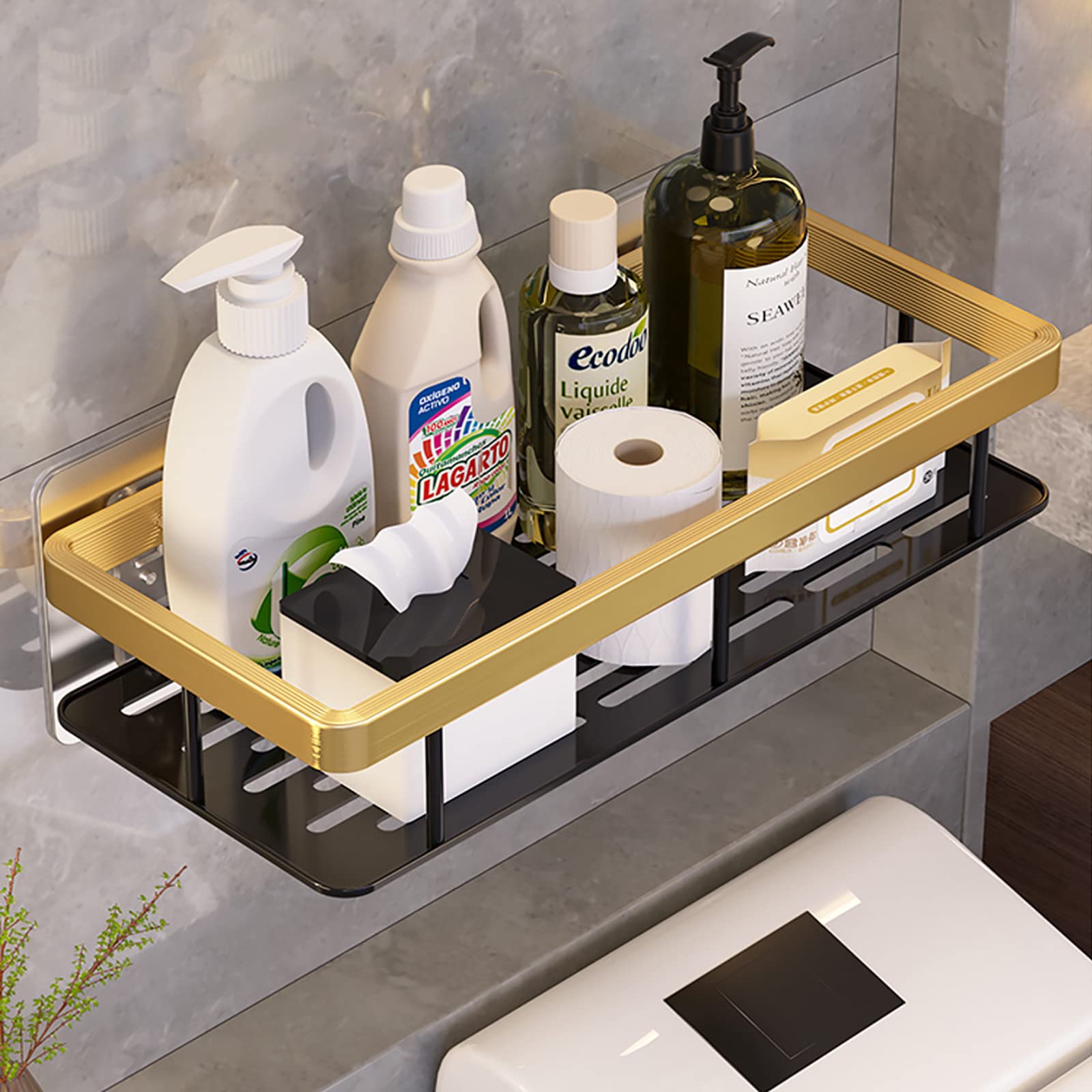 Étagère de toilette pour organiser le shampooing et le papier WC