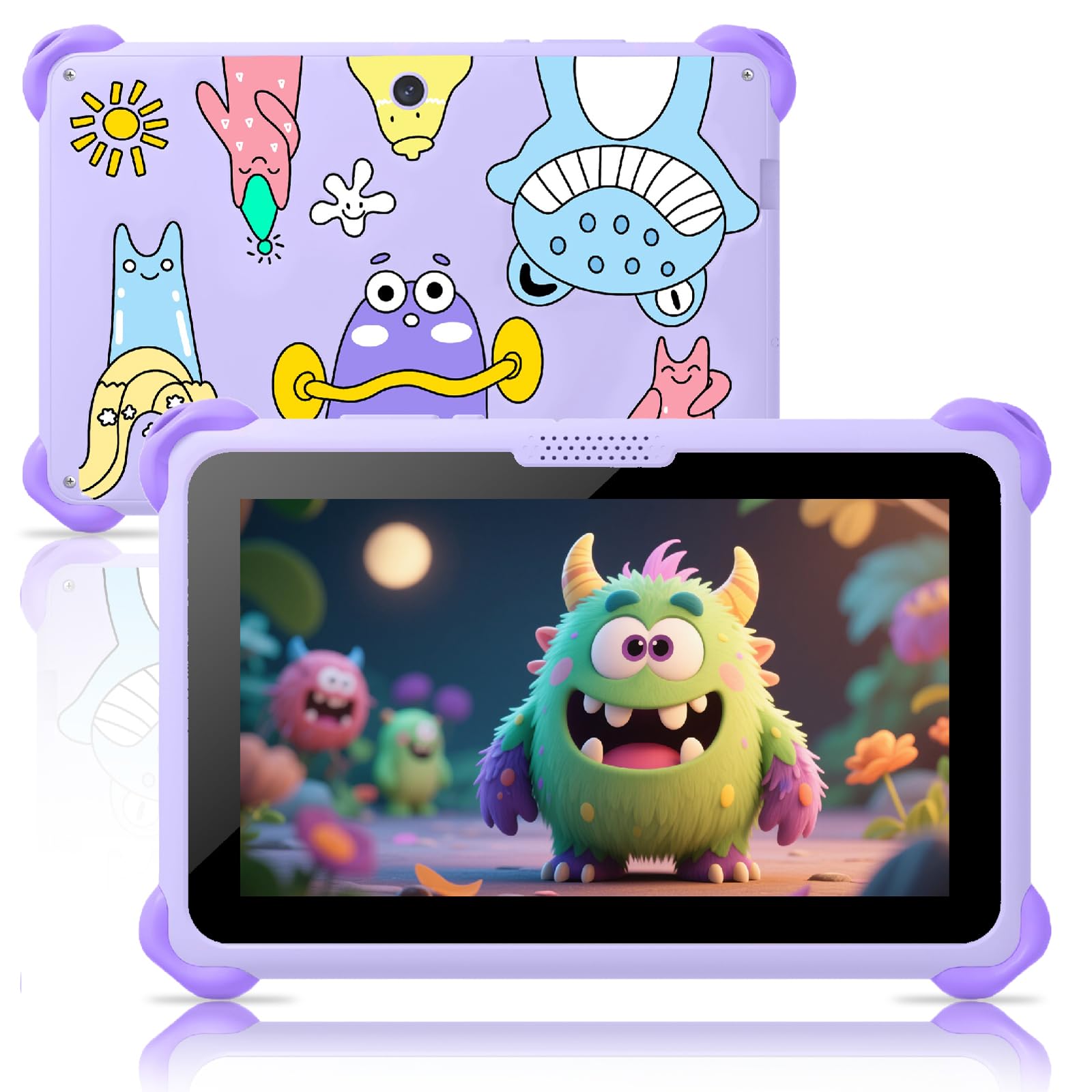 Tableta infantil de 7 pulgadas para niños de 3 a 12 años, tableta Android de 32 GB con funda sólida, YouTube, Netflix, GMS, Bluetooth, WiFi, aplicaciones de aprendizaje educativo instaladas, control