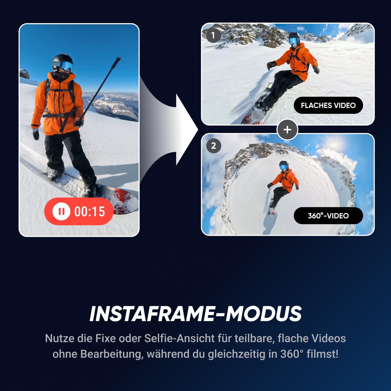 Insta360 X5 8K 360° Actionkamera Unterwasserkamera Sportkamera wenig Licht austauschbare Linse 3 h Akku Stabilisierung