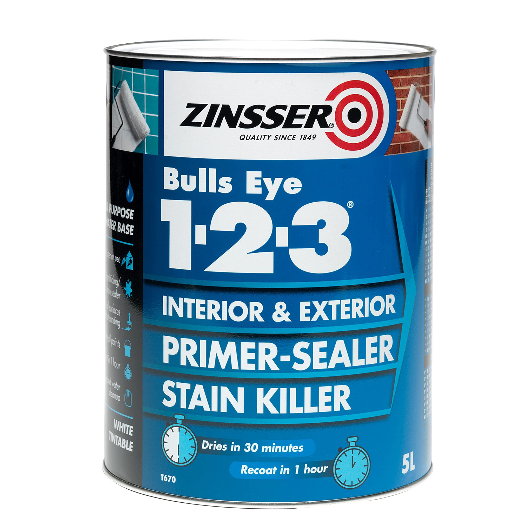 Zinsser White Zn7040001c1 Bulls Eye® 1-2-3 Primer & Sealer Paint 2.5 Litre