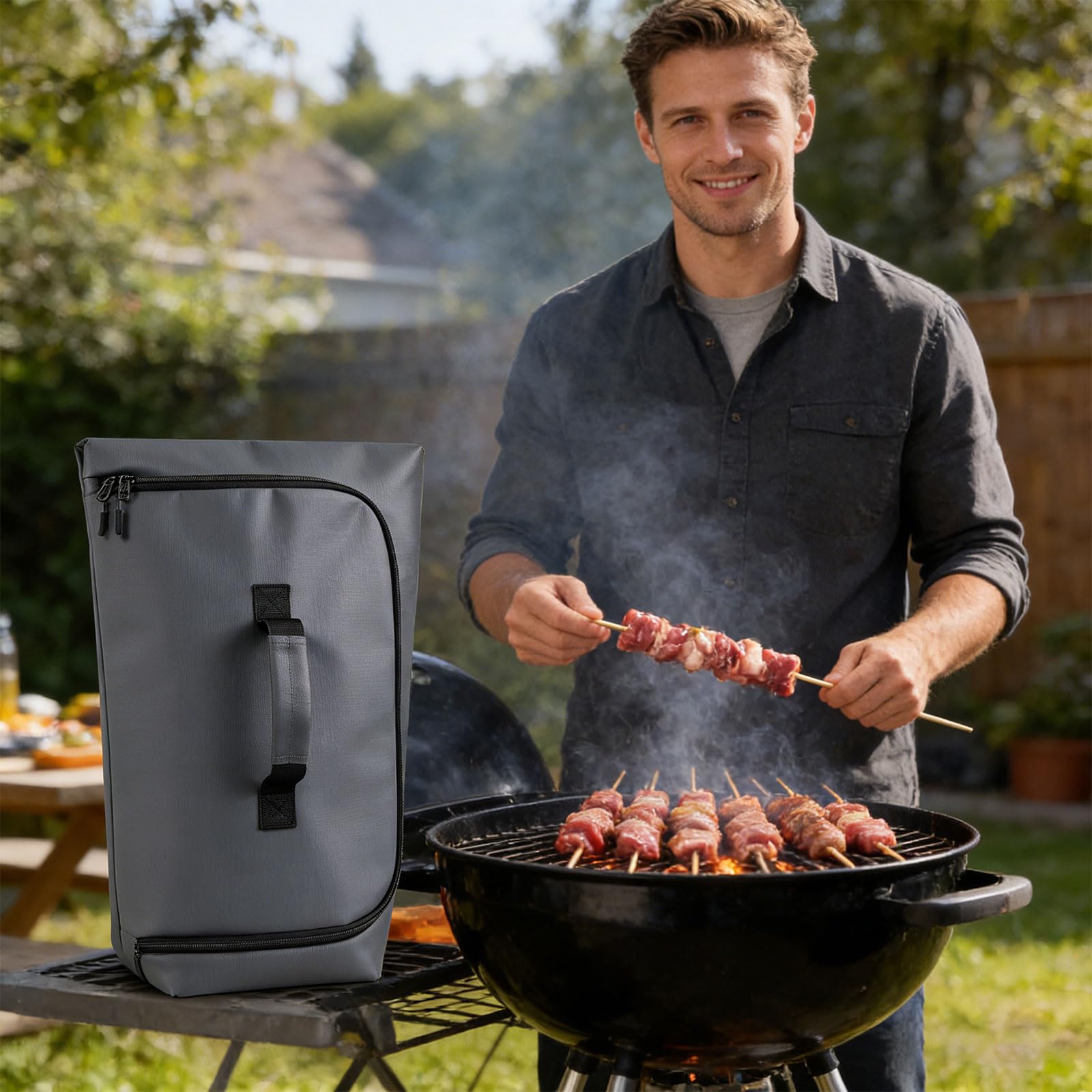 Borsa termica di grandi dimensioni, 53,3 x 35,5 x 20,3 cm, per barbecue, con tecnologia impermeabile e doppio isolamento, facile da pulire