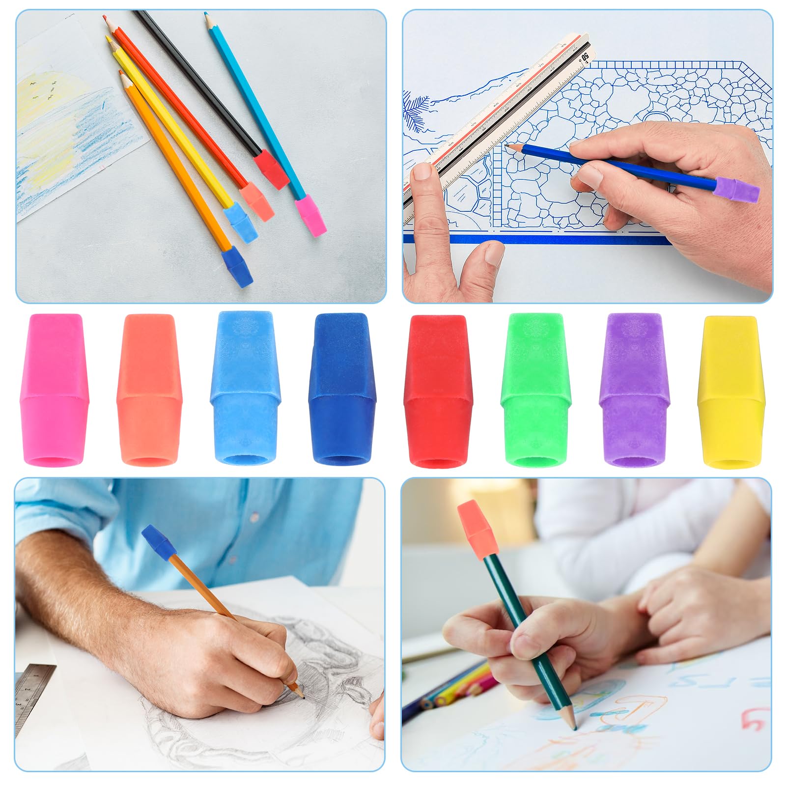 Sibba 20pcs Gomme Per Matite Gommini Per Tappi Di Matita Di Colore Neon Tappi Per Matite Per Bambini Set Di Gommini Per Matite Per Studenti Disegno Artistico Insegnanti E Materiale Scolastico