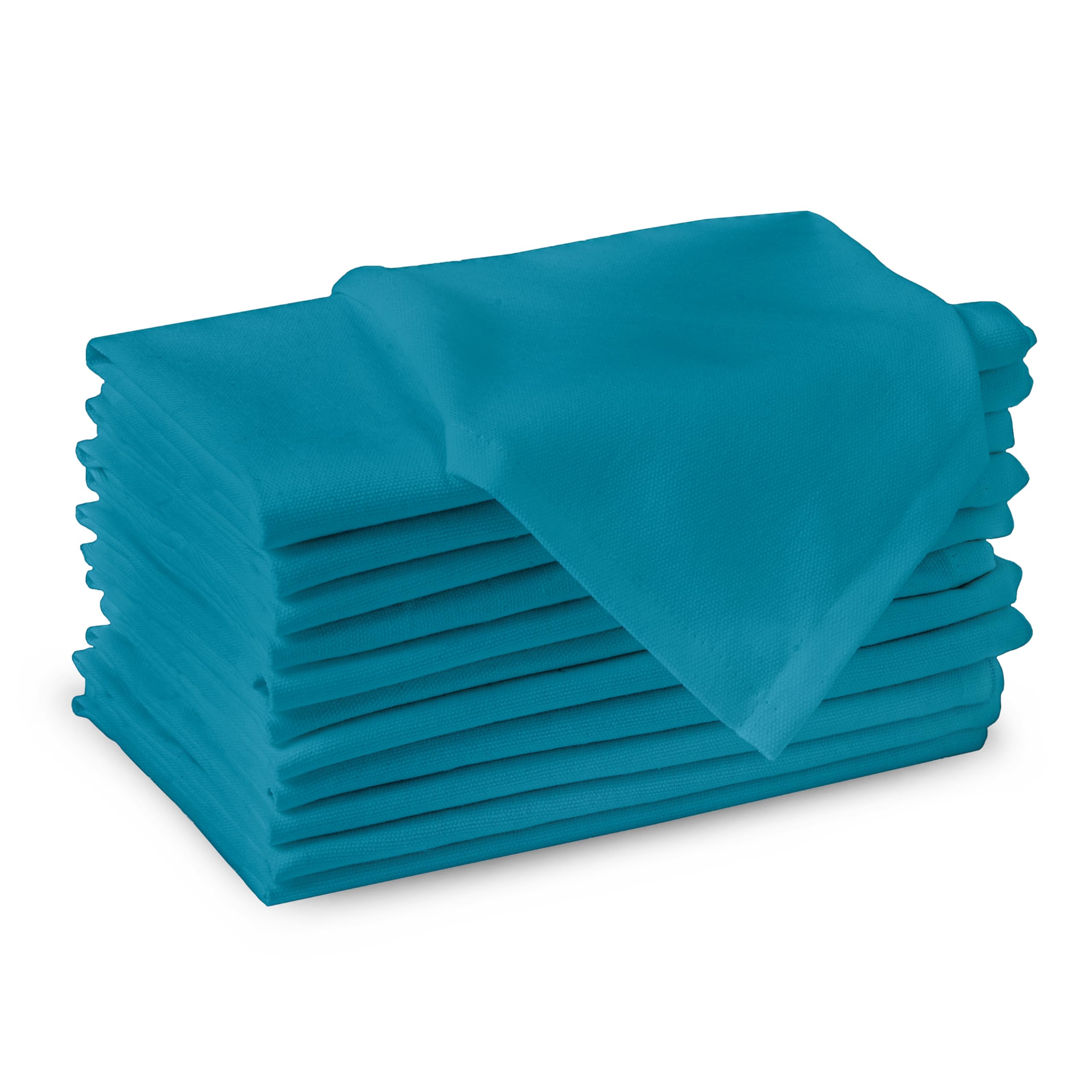 Encasa XO Azul Blue Cloth Napkins Set of 12, 17x17 in | Solid Color Cotton Dinner Napkins | Washable & Reusable Wedding Napkins for Holiday Dinners, Party, & Everyday Table Decor