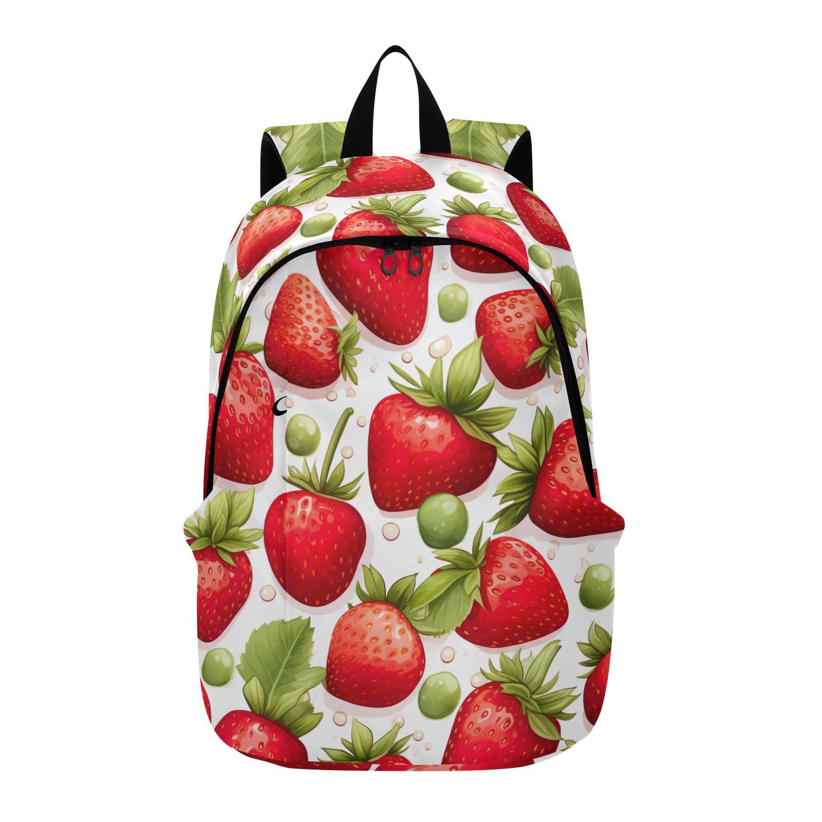 MCHIVER Travel Backpack Strawberry Fruit Red Casual Daypack Backpacks Lightweight Carry on Bag Water Resistant Simple Backpack for Men and Women