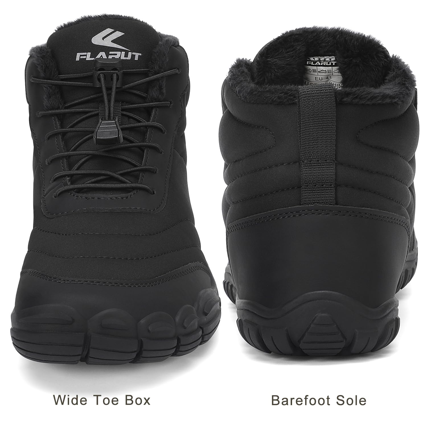 FLARUT Scarpe Invernali a Piedi Nudi Uomo Donna Barefoot Scarpe Foderate Caldo Scarpe a Punta Larga Resistenti all'acqua Scarpe da Trail Running Trekking InvernoStivali