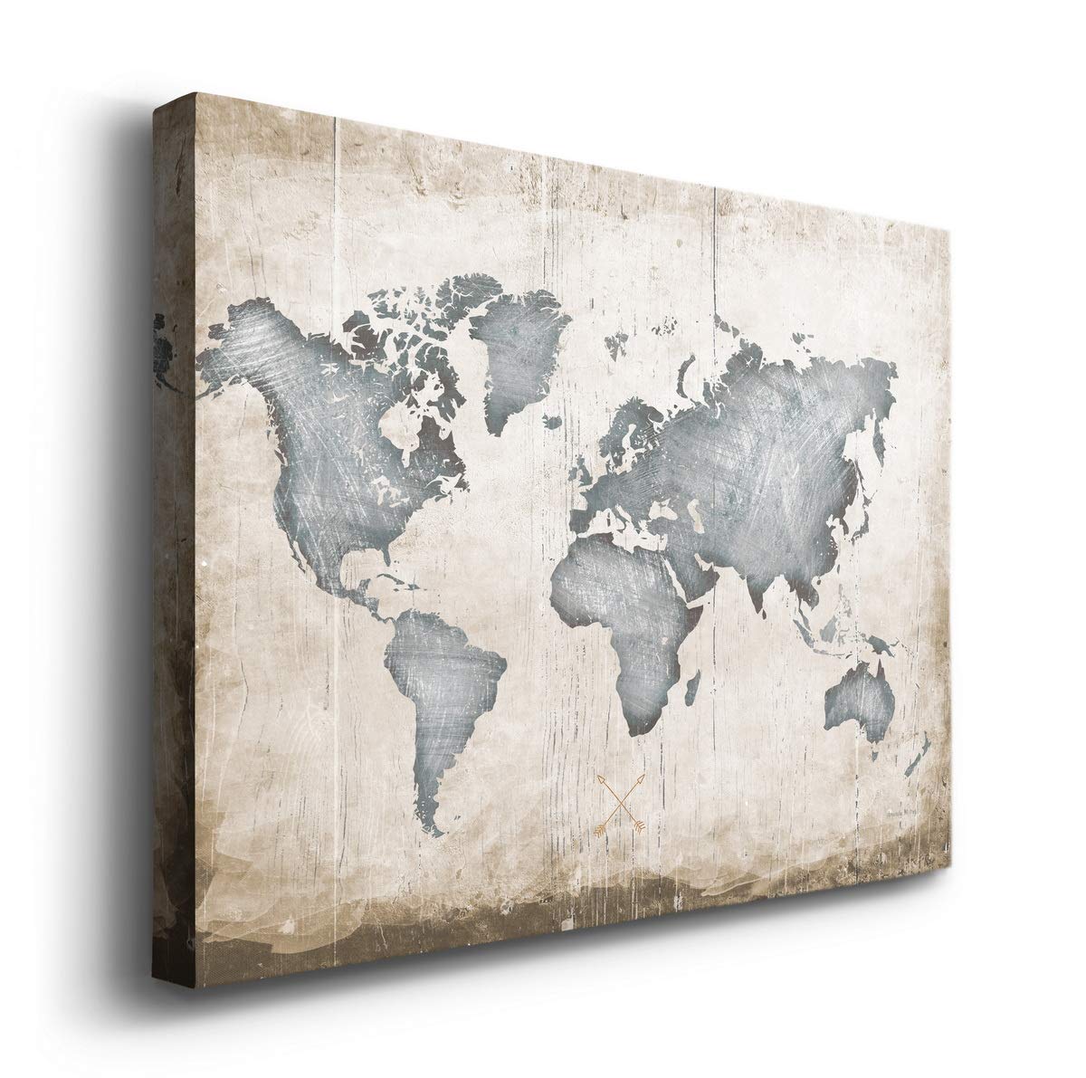 Floral Wall Art, Wall Décor Canvas, Classic, Geometric, Abstract, Transitional, & Country Chic, Ready to Hang - Industrial Map 12X18