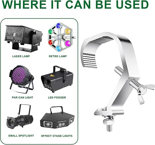 Miniatura 2 de Abrazaderas de luz de DJ resistentes, paquete de 4 abrazaderas de 180 libras, dispositivo colgante de abrazadera Czgor Lighting C, carga máxima, 180