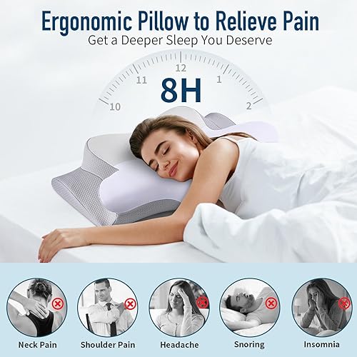 Miniatura 2 de Almohada cervical para aliviar el dolor de cuello, almohadas de espuma viscoelástica de contorno refrescante para soporte de cuello, almohada