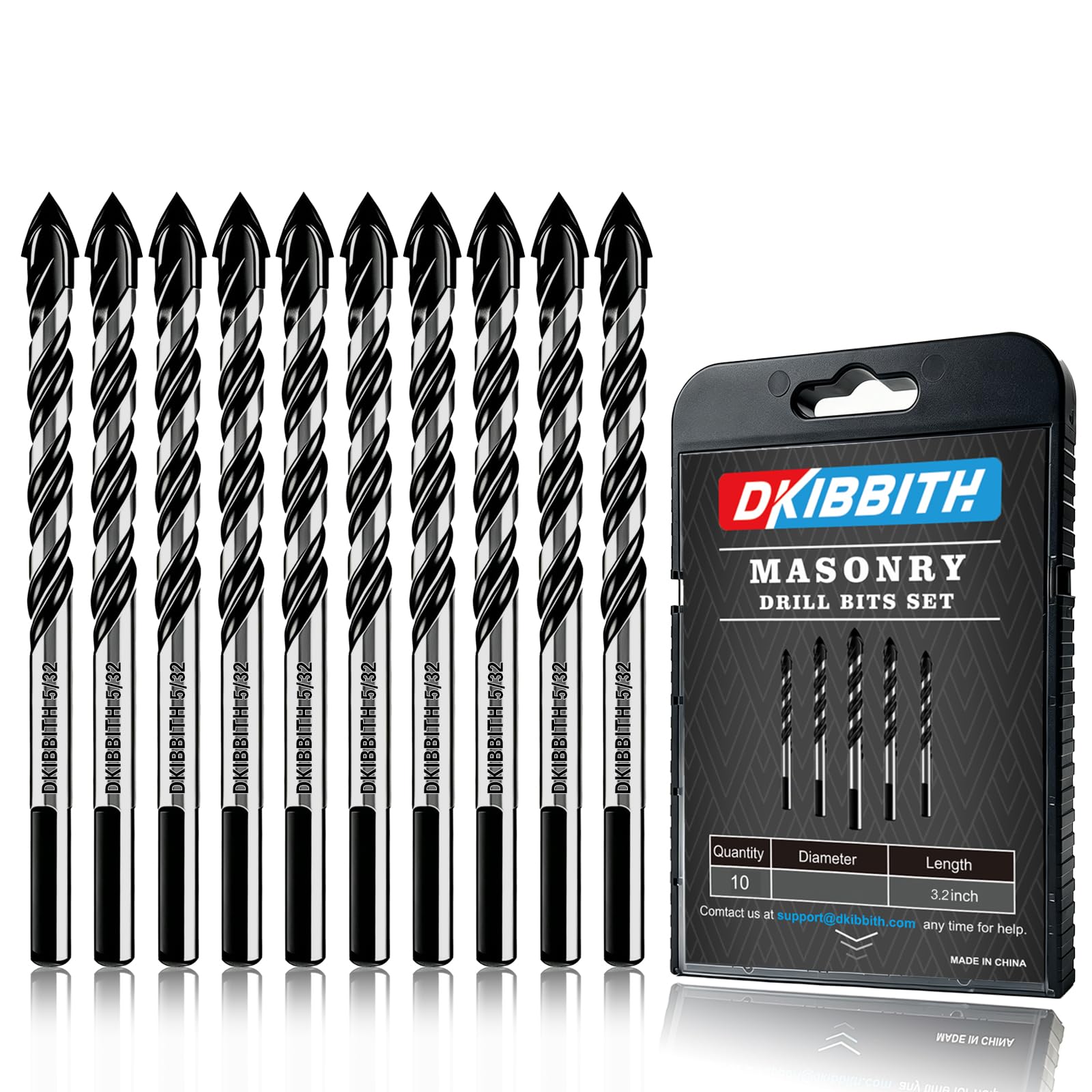 Masonry Drill Bit Set - 10 Piece for Concrete & Tile -10
