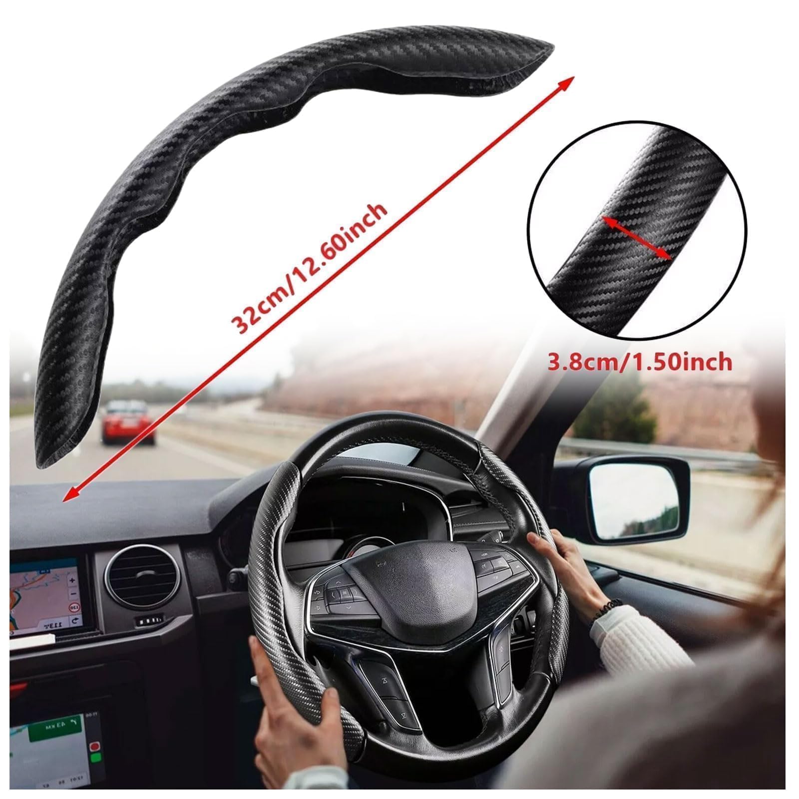 Coprivolante Auto,2 Pezzi Copri Volante Universale Auto,36-40cm Fibra Carbonio Antiscivolo Ultraleggero,Confortevole Coprivolante Segmentato Carbonio,per la Maggior parte delle Auto(Nero)