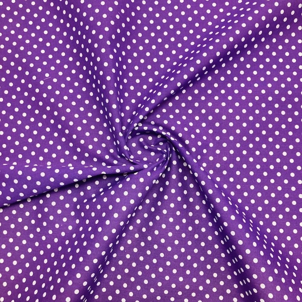 Polycotton 4mm Spot Fabric 44" Wide 112cm (Per Metre) (Purple)