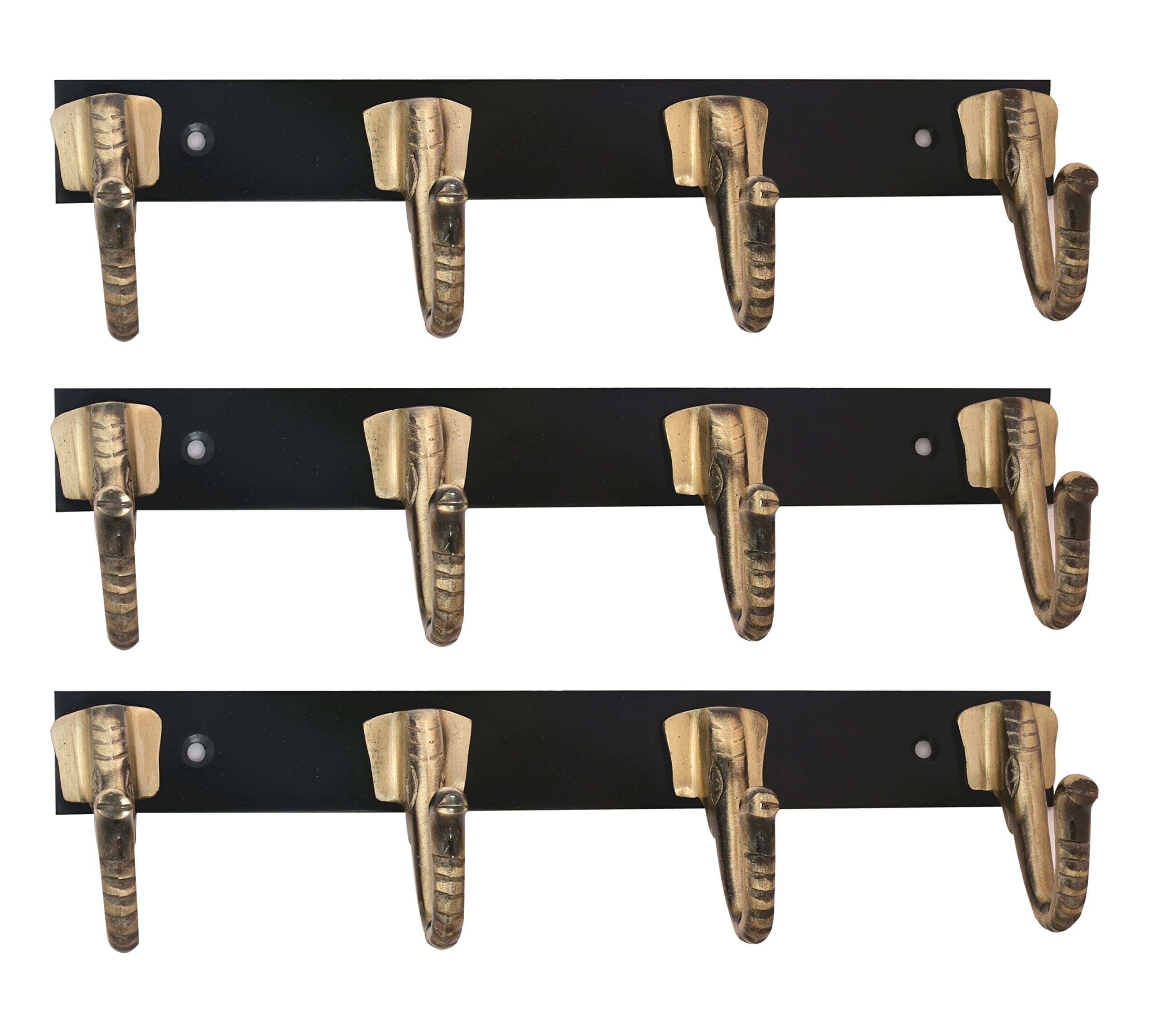 Heavy Duty Elephant Stainless Steel Cloth Hanger Suitable for Bathroom Bedroom Kitchen Wall Hooks Rail Hanging Scarf Coat Keys Tie Clothes Towel Door Robe Brass Antique Black (Pack Of 3, 4 Pin) (B0BGRJF1VT) Amazon Price History, Amazon Price Tracker