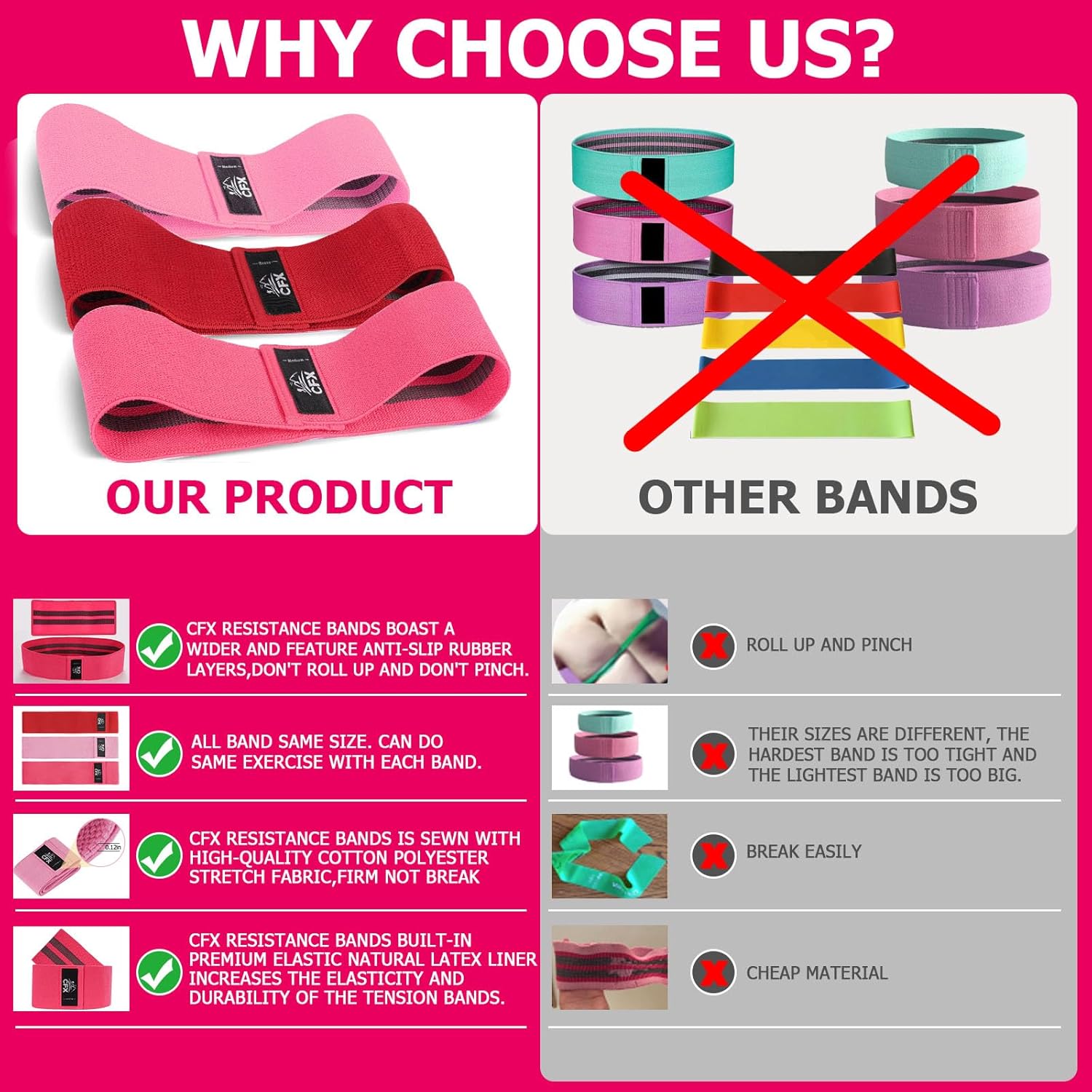 CFX レジスタンスバンドセット エクササイズバンド 滑り止めデザイン ヒップ&臀筋用 3段階のワークアウトバンド 男女兼用 2024年版】エクササイズ バンドのおすすめ12選！使いやすさ・安全性を徹底比較 – VRTX BAND