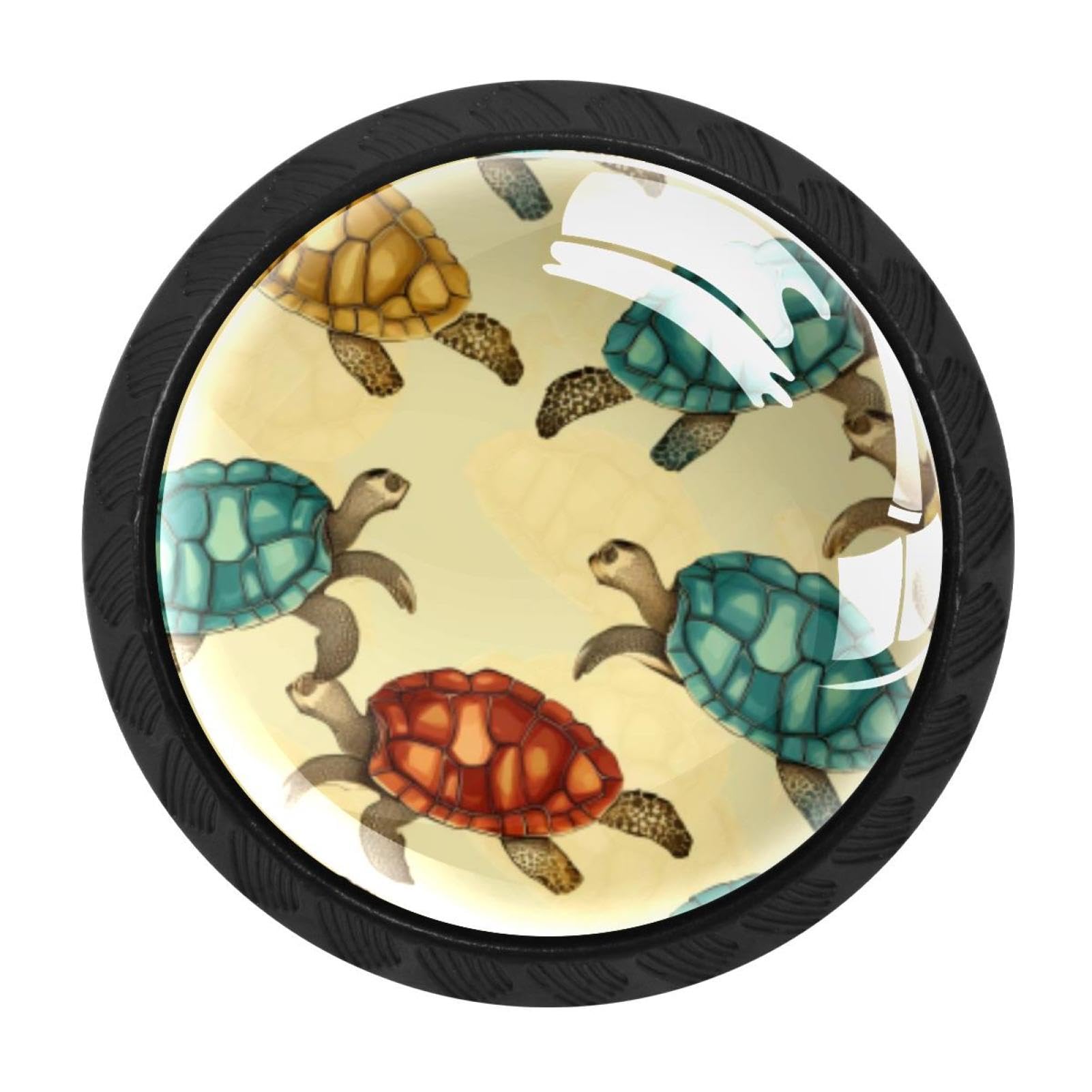 Chenzzzz Multicolored 02 4 Pcs Sea Turtle Crystal Glass Cabinet Knob Drawer Pull Handle For Kitchen Cupboard Dresser Wardrobe Etc