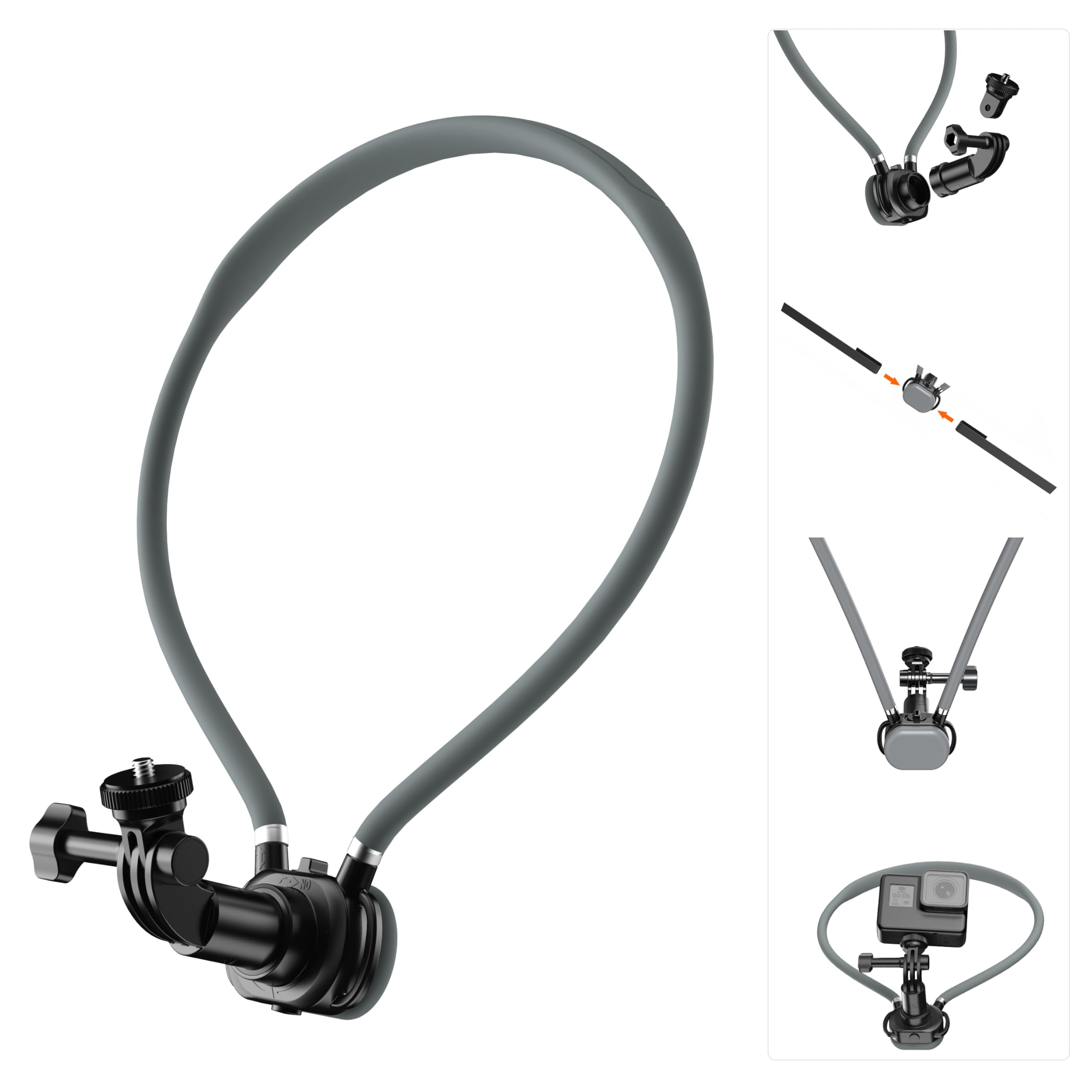 UNITEDTIME Uchwyt na szyję do kamery sportowej bez użycia rąk, vlogowanie POV do Go Pro Hero 13, 12, 11, 10, 9, Insta 360 X5 X3 X4, DJI OSMO 360 Action 3 4 5 Pro regulowany pasek na klatkę piersiową