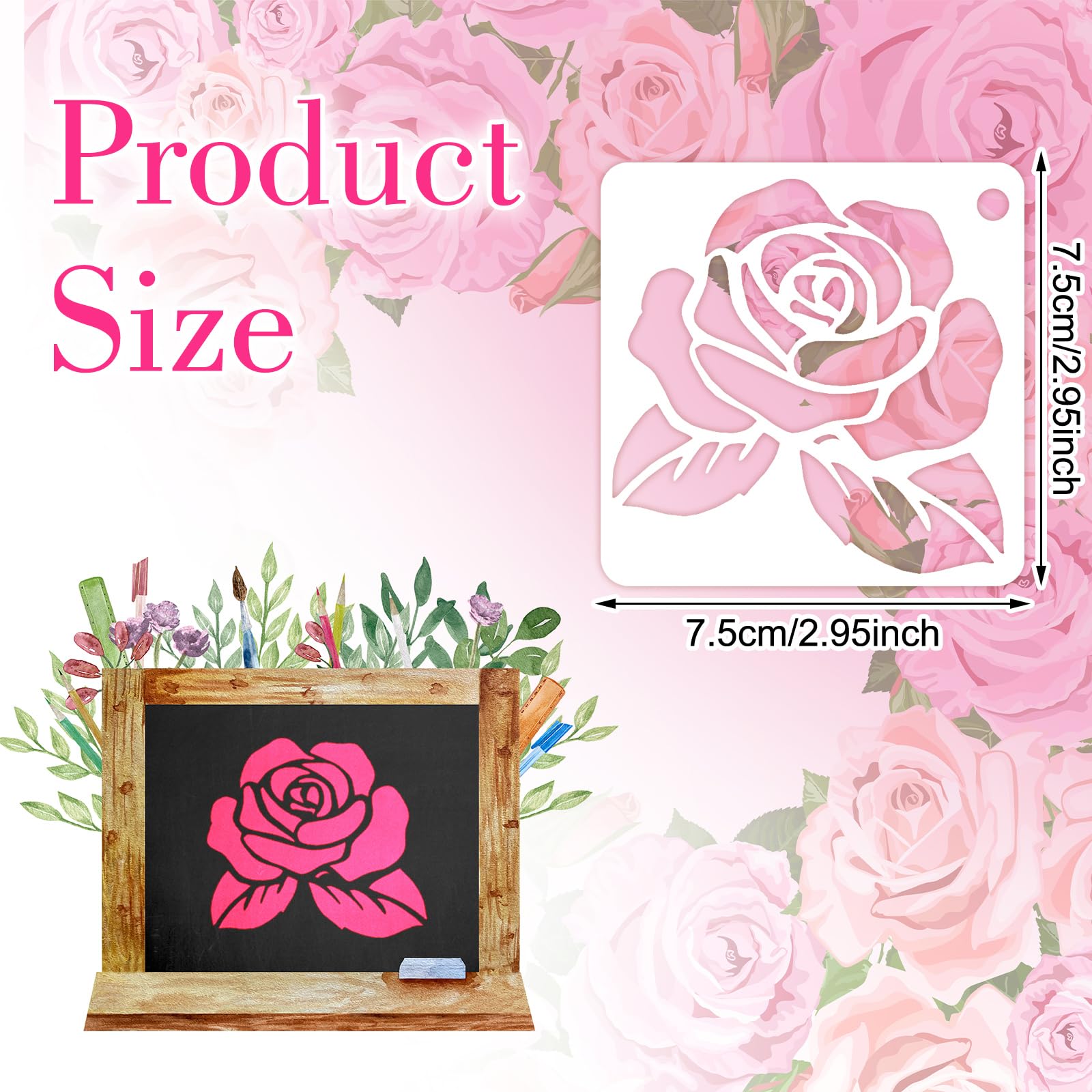 HJZHII 9 pezzi stencil a forma di fiore per pittura, 12 x 15 cm stencil a