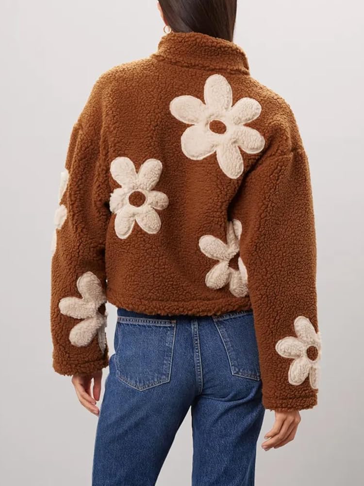 Amazon.com: HOULENGS Women's Floral Print Sherpa Fleece Jackets