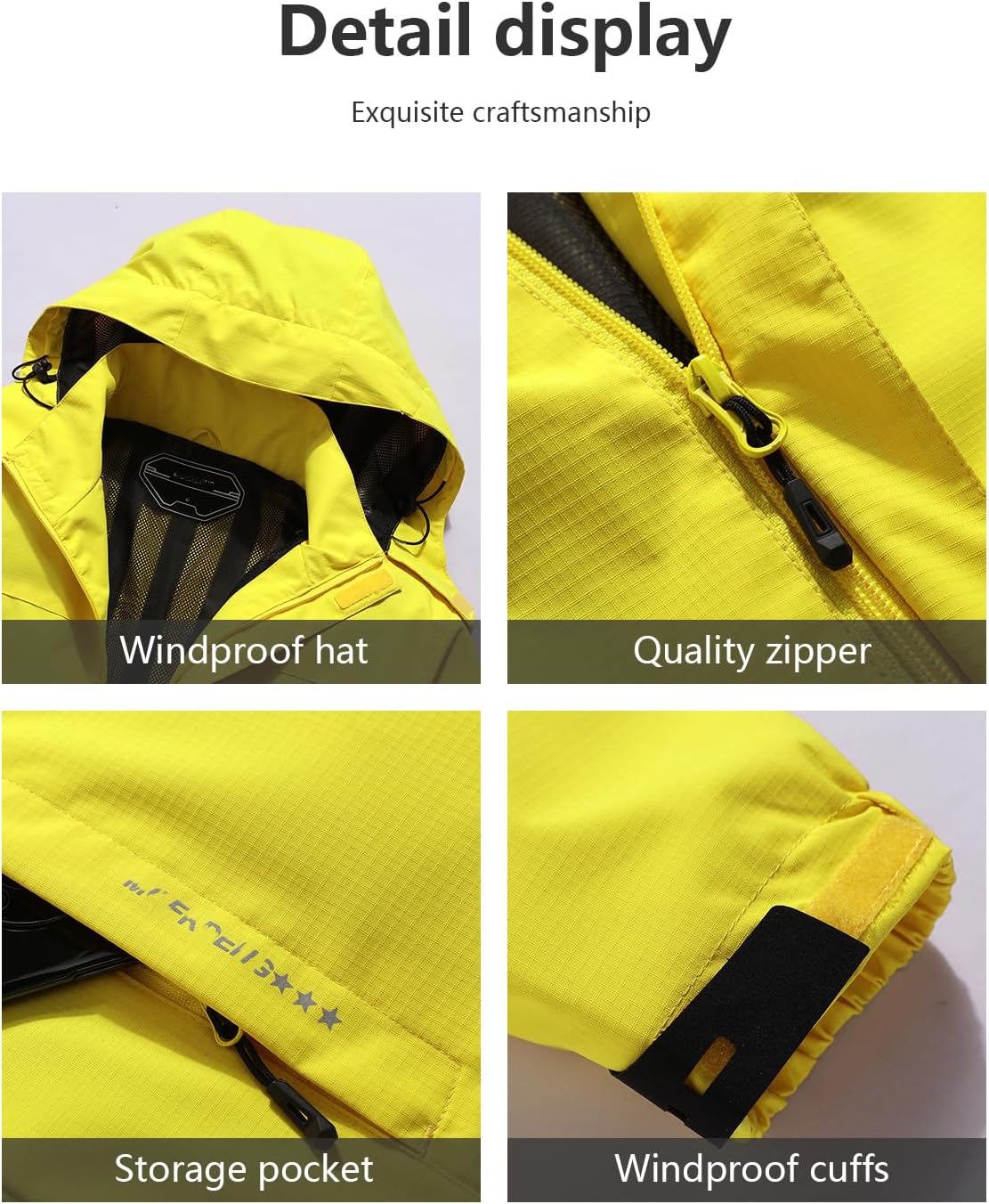 Outdoor Men's Waterproof Raincoat Windbreaker Lightweight Rain Jacket with Detachable Hood - Image 4
