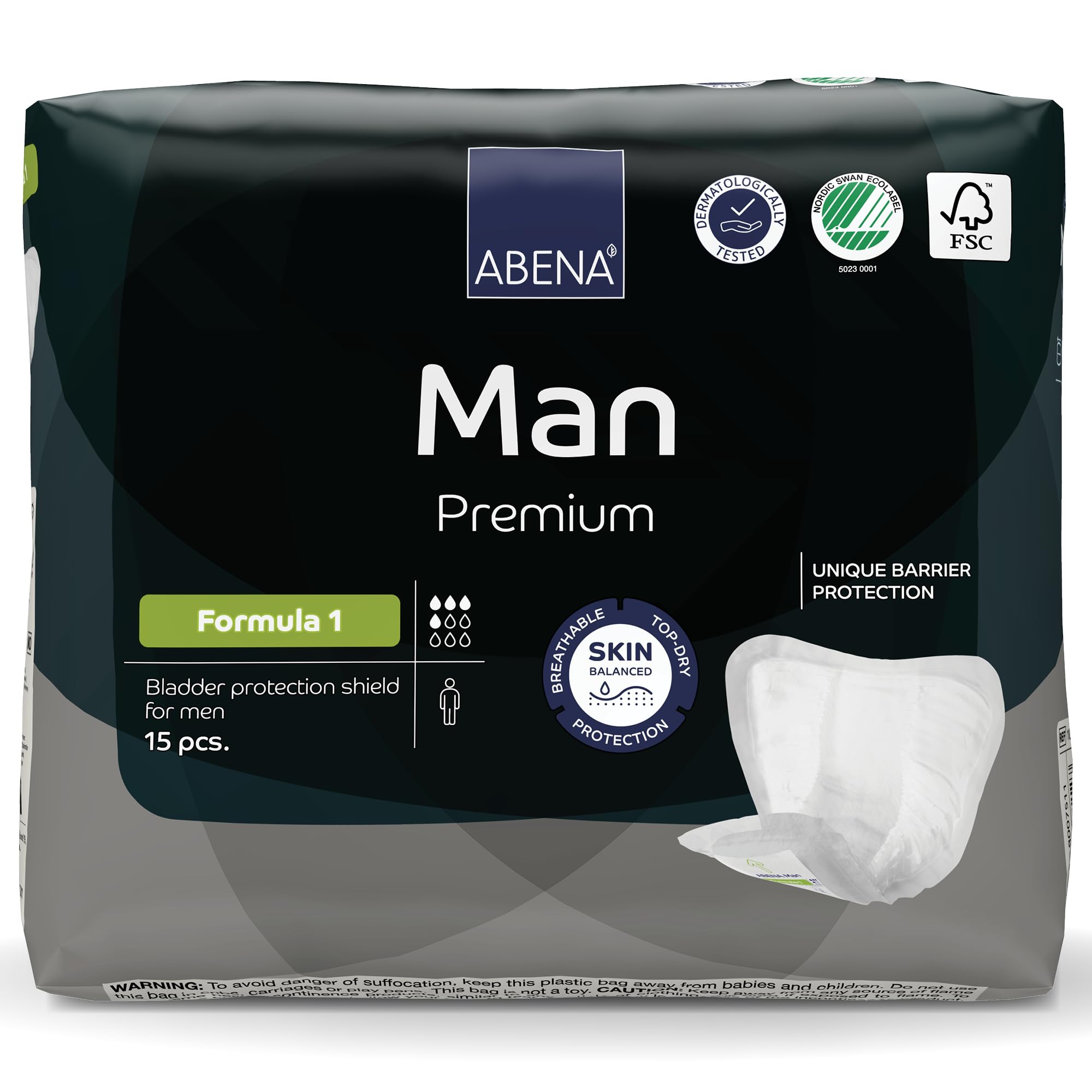 Abena Man Formula 1, 15 Pezzi | Premium Protezioni Assorbenti Per Perdite Urinarie Maschili | Discreti E Confortevoli | Ad Assorbimento Rapido | Traspiranti E Confortevoli-image