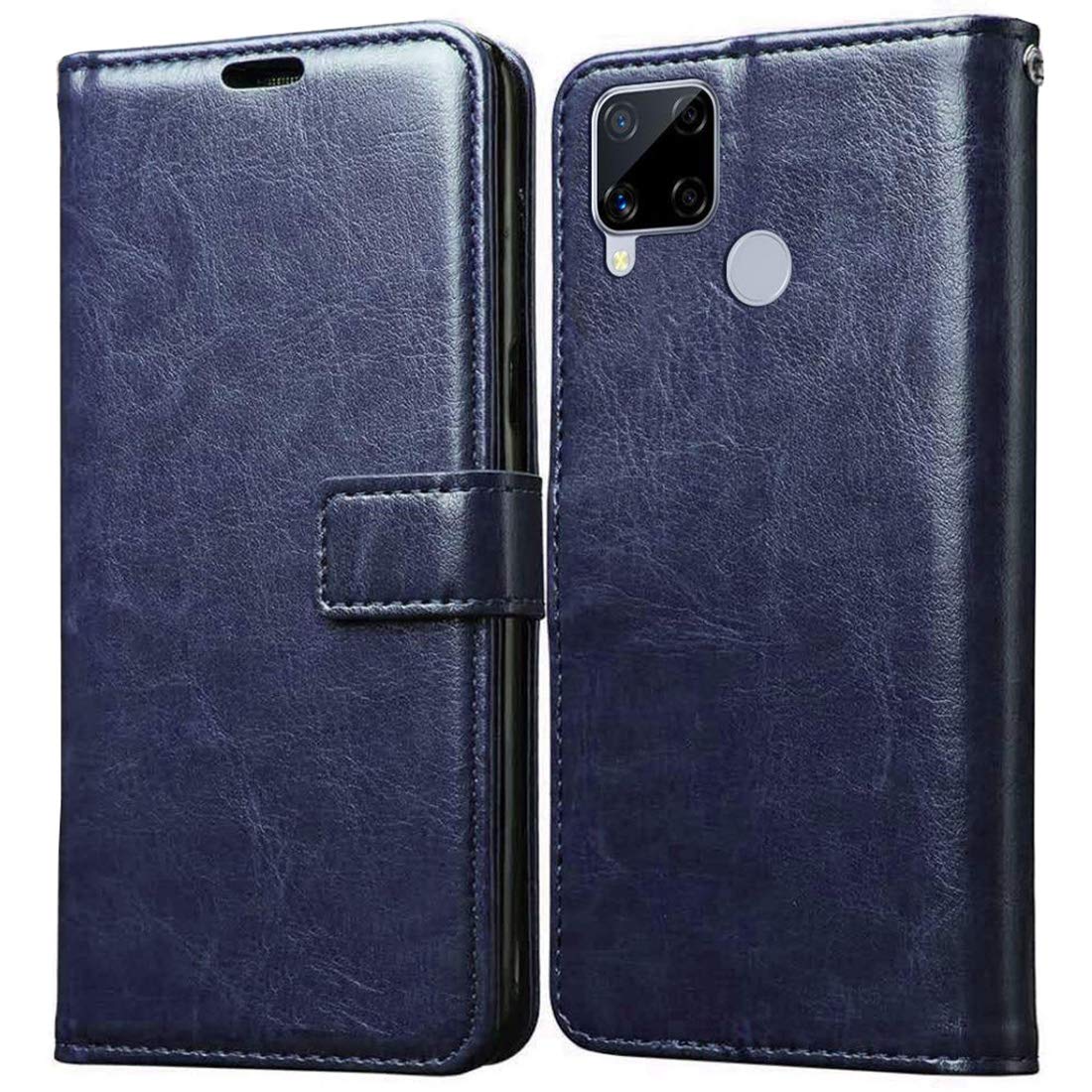 Amazon Brand - Solimo Flip Leather Mobile Cover (Soft & Flexible Back case) for Realme C15 (Blue) (B08H1FXTB2) Amazon Price History, Amazon Price Tracker