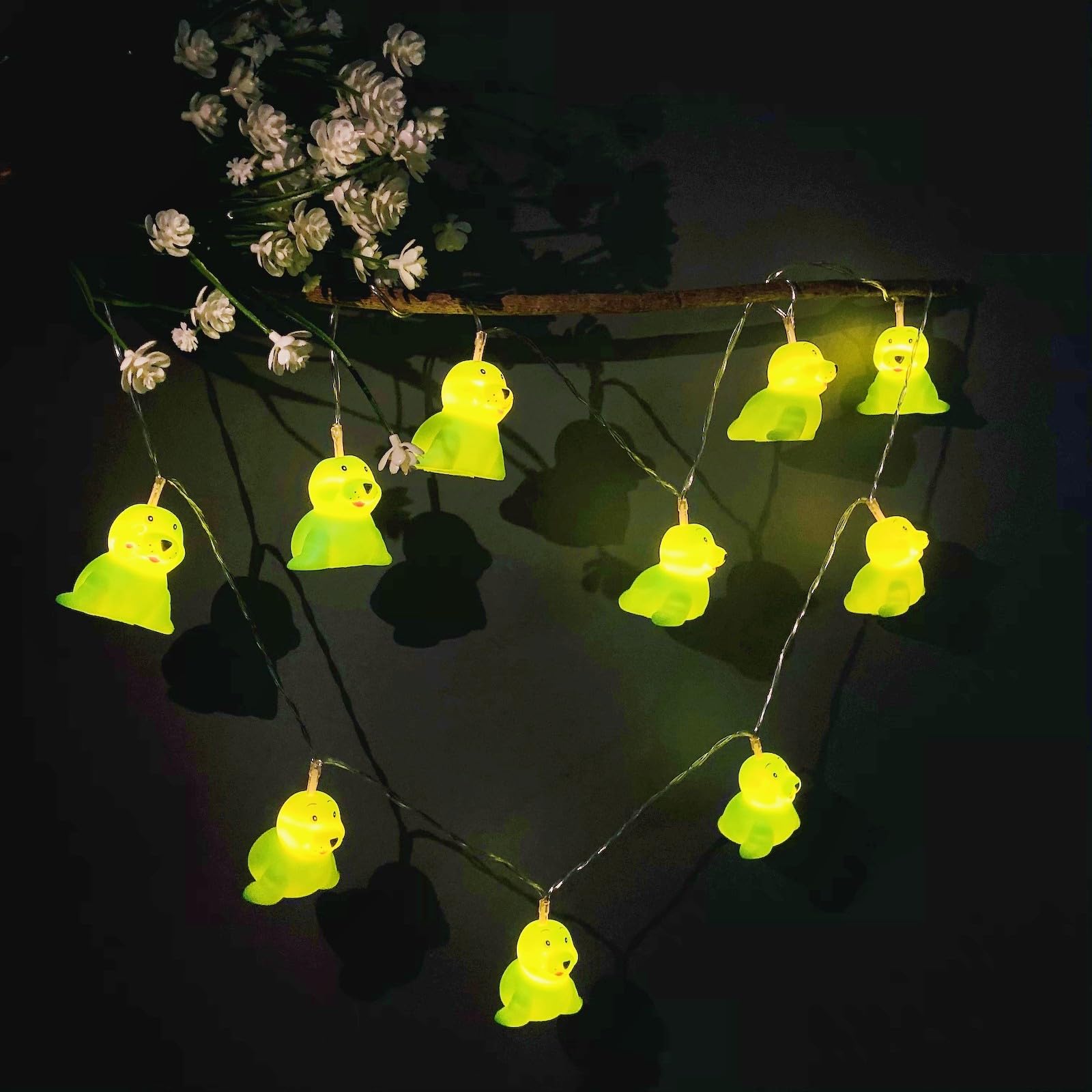 Riaxuebiy Cute Sea Seal Fairy Lights 1.65m 10 LEDs Sea Lion String Lights Warm White Battery Operated Bedroom Children Room Beach Party Decor Chain of Lights (Green Seal)