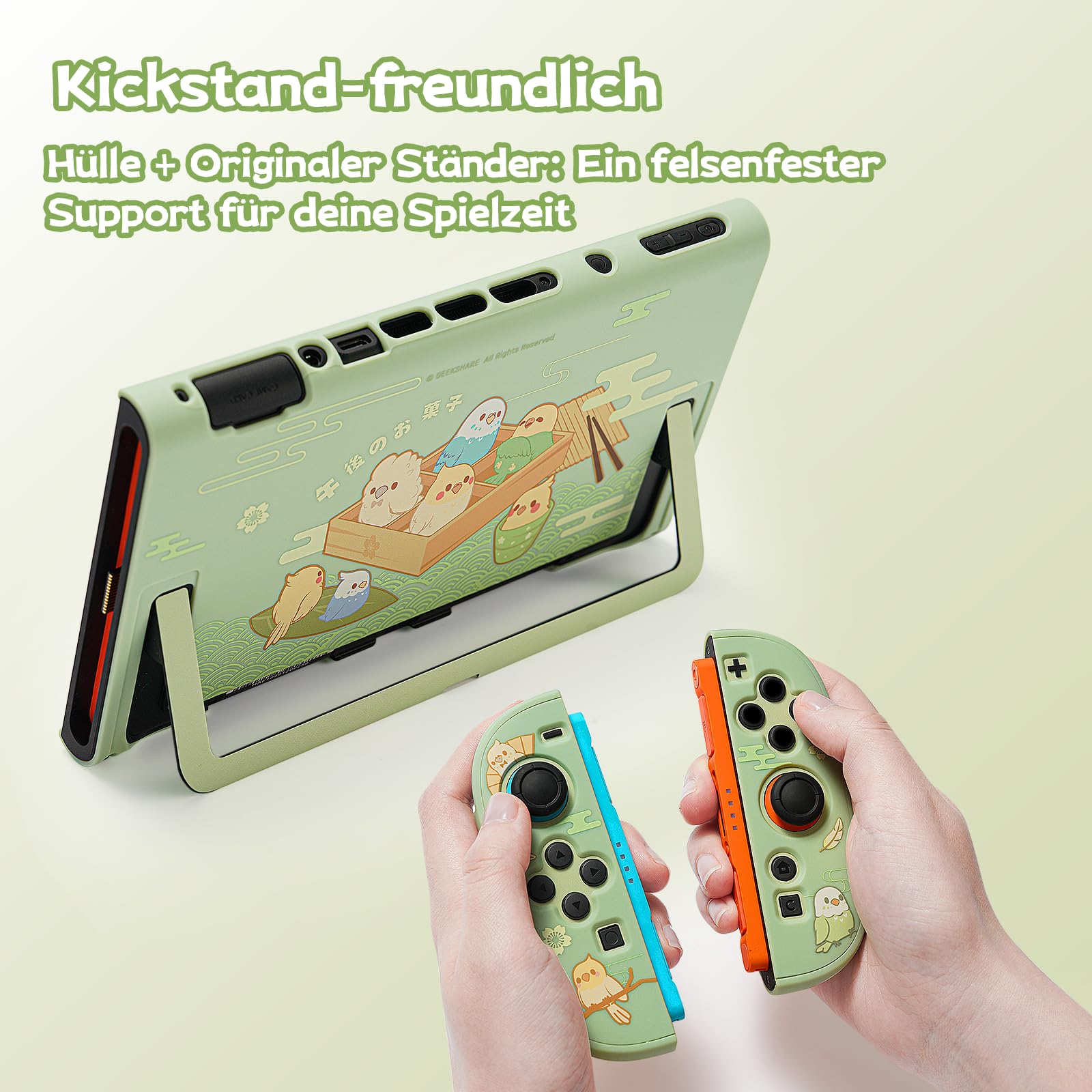 GeekShare Schutzhülle kompatibel mit Switch 2, schlanke, dockbare PC-Abdeckung für Switch 2 Konsole und Spielkonsole – Kleine Papageien