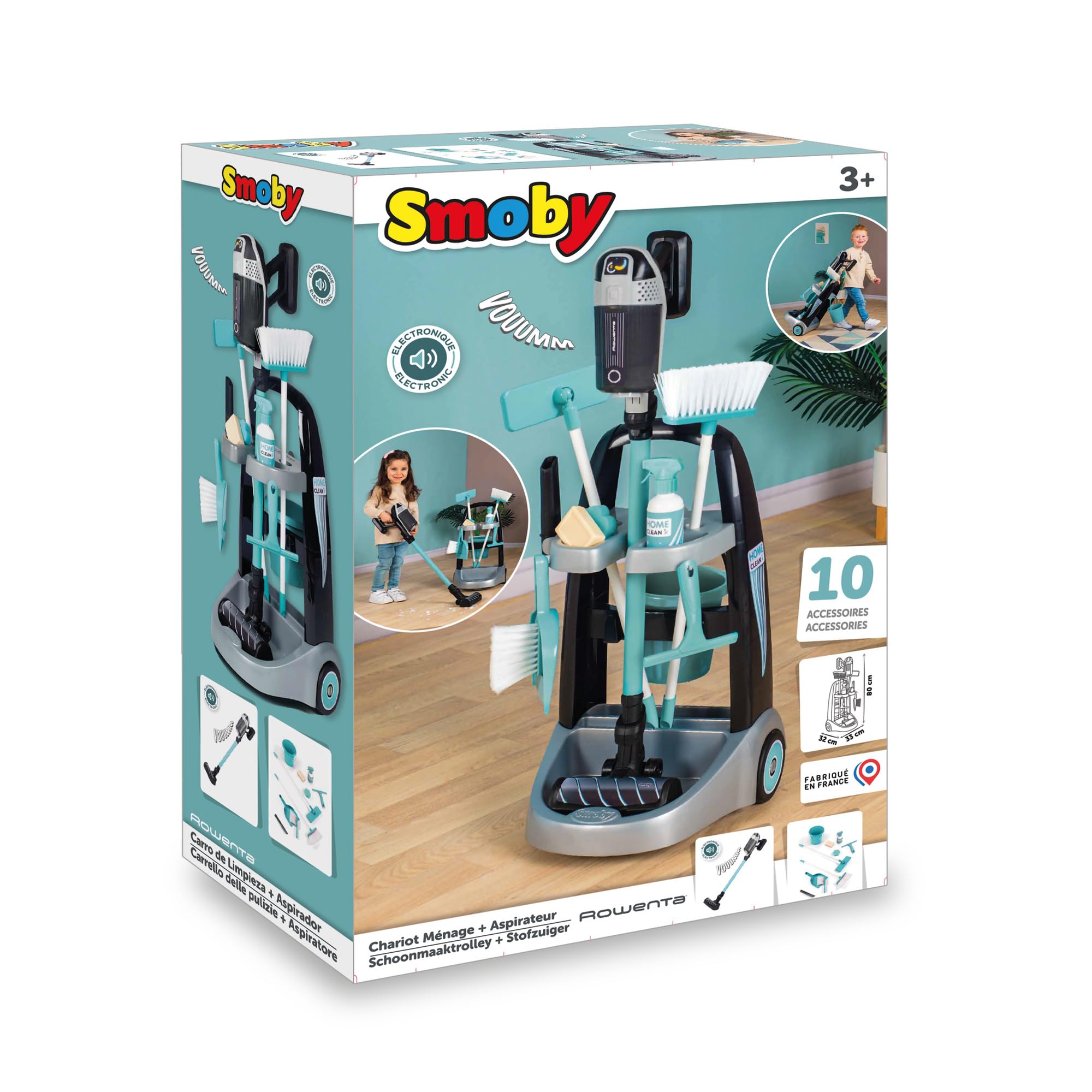 Smoby Rowenta wózek do czyszczenia z odkurzaczem