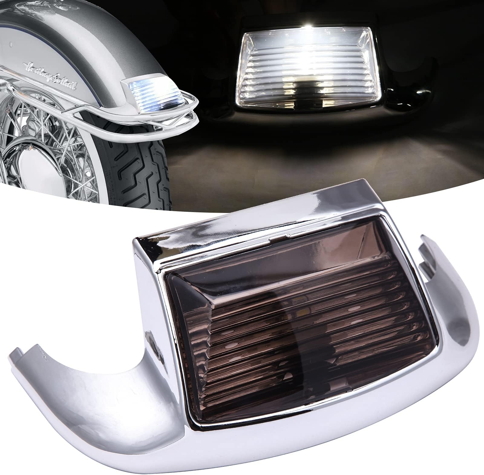 DREAMIZER Smoke Lens Front Fender Tip LED Light Compatible With Electra Glide 1980-2013 Heritage Softail Classic FLSTC 1986-2008