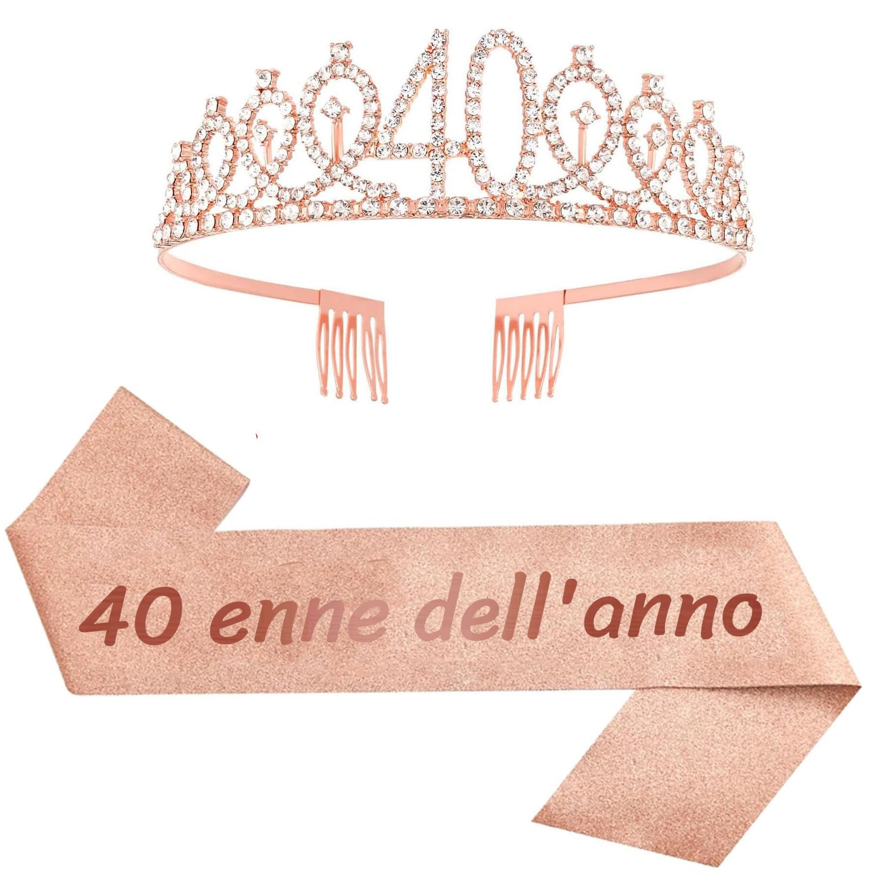 Set Decorazioni 40 Compleanno In Oro Rosa - Fascia, Tiara E Banner Per Festa Donna - Foto 4