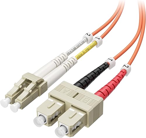 Cable Matters OFNP - Cable de fibra óptica Plenum multimodo dúplex OM1 de 6.6 pies (10 Gb, SC a LC, cable de fibra óptica 62.5125, cable de conexión