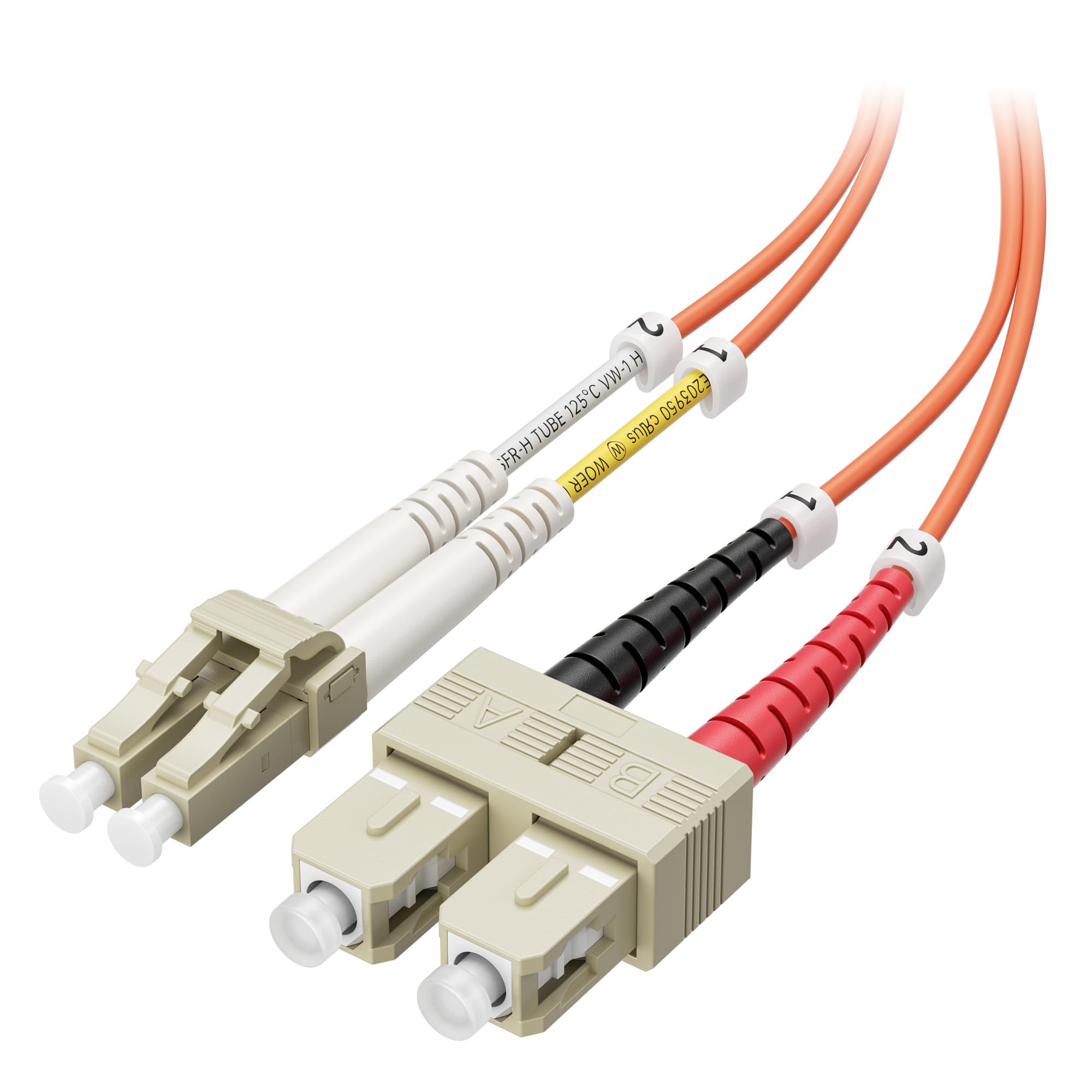 Cable Matters OFNP Plenum Multimode Duplex OM1 Fiber Cable 3.3 Feet / 1m (10Gb, SC to LC, 62.5/125 Fiber Optic Cable, LC to SC Patch Cord)