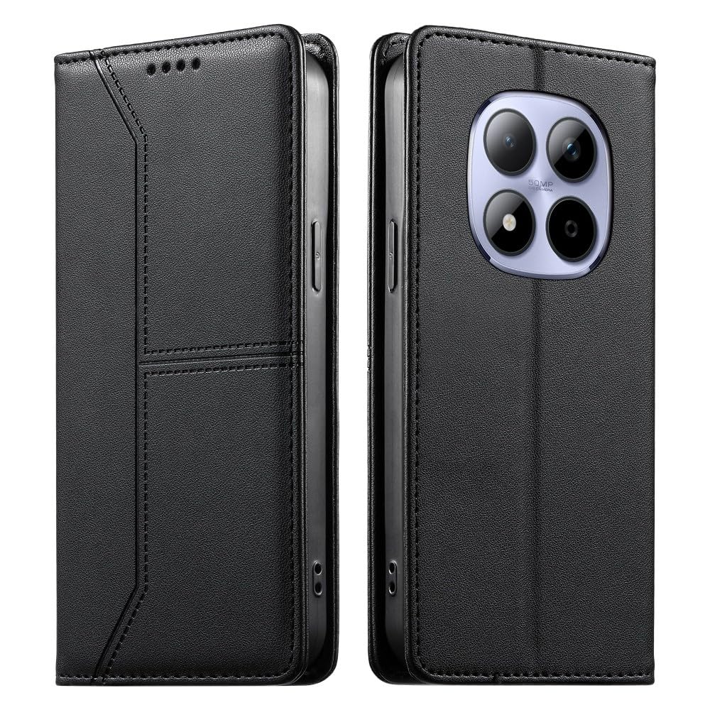 Generic Étui compatible avec Redmi 13C 4G/5G (couleur : noir) Portefeuille en cuir Flip magnétique arrière uni