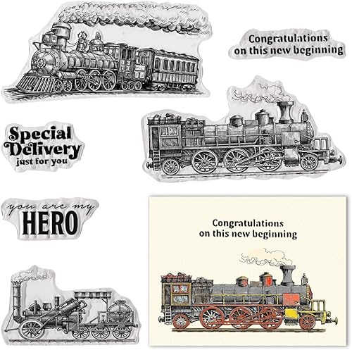 Sellos transparentes de trenes para decoración de tarjetas, álbumes de recortes, fondo de palabras, sellos de goma transparente para álbumes de