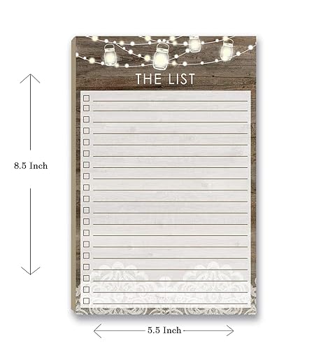 Miniatura 5 de Stonehouse Collection Rustic To Do List Notepad with Magnetic Back - 8.5" x 5.5" - USA Made - 50 Sheets - Made in USA - Grocery, Shopping, Daily