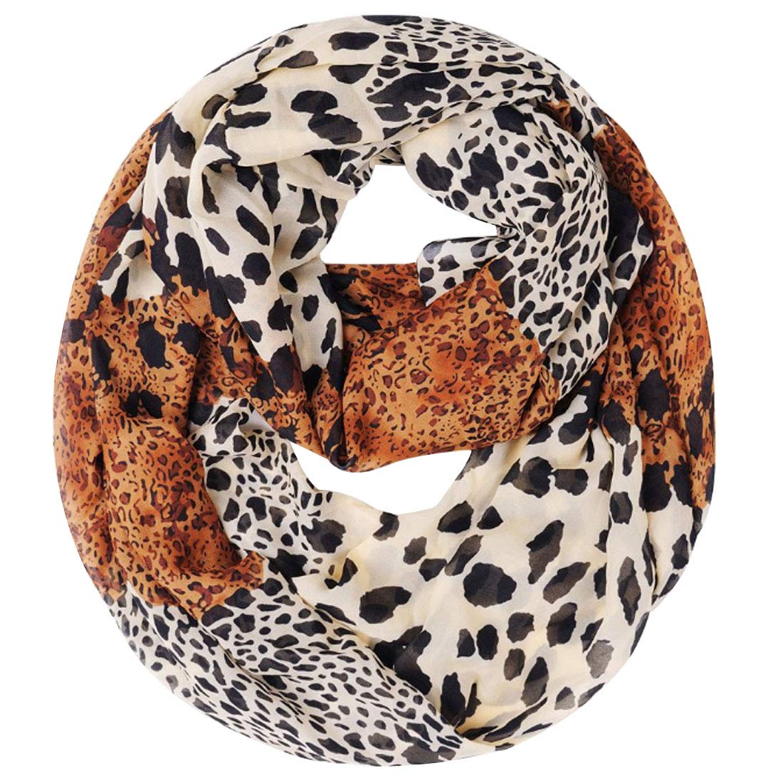 Lerben® Womens Retro Soft Chiffon Loop Infinity Scarf Wave Snood Wrap Scarves (Leopard)
