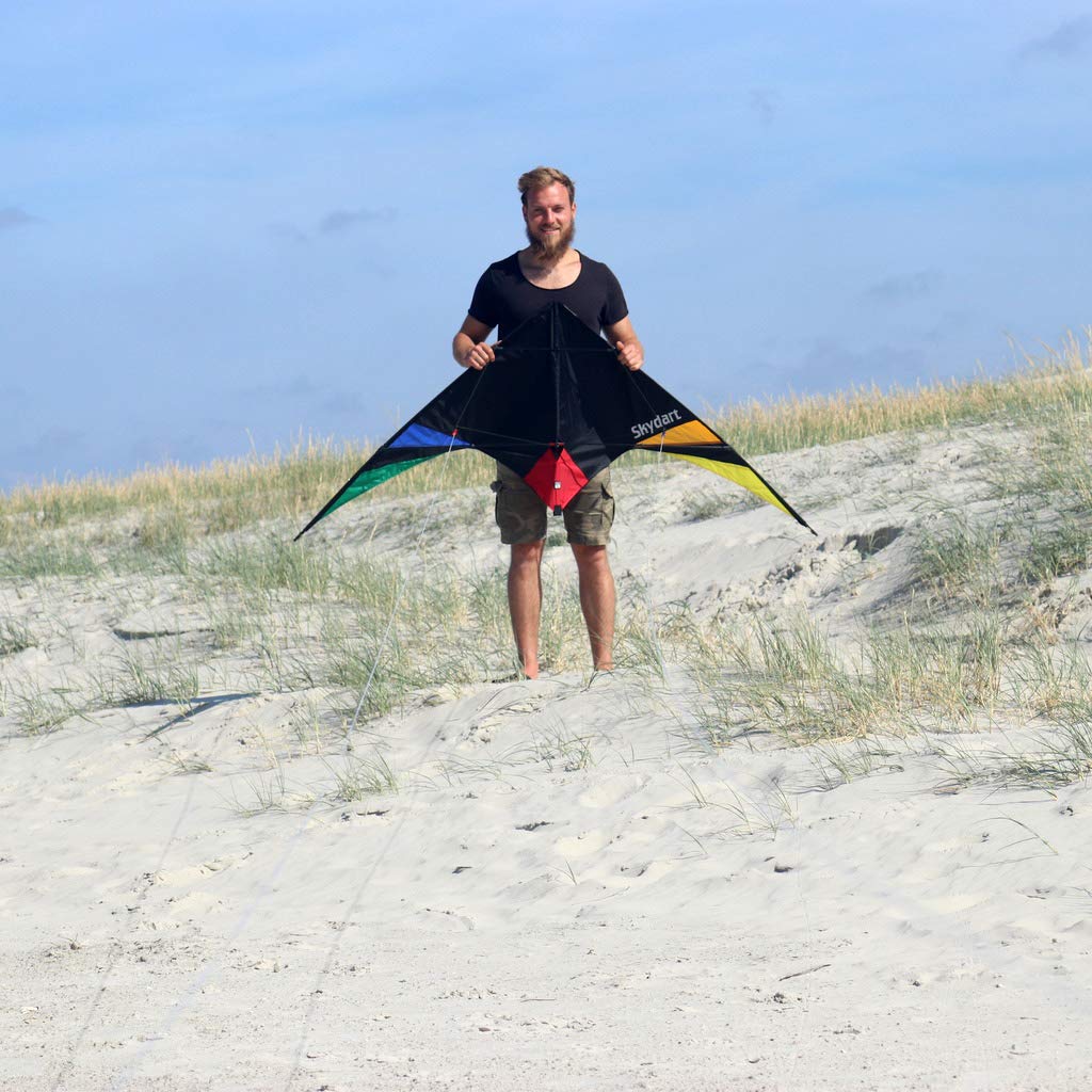 Wolkenstürmer Skydart Cerf-Volant avec Armature en Fibre de Verre Noir – Kit pour débutants et confirmés