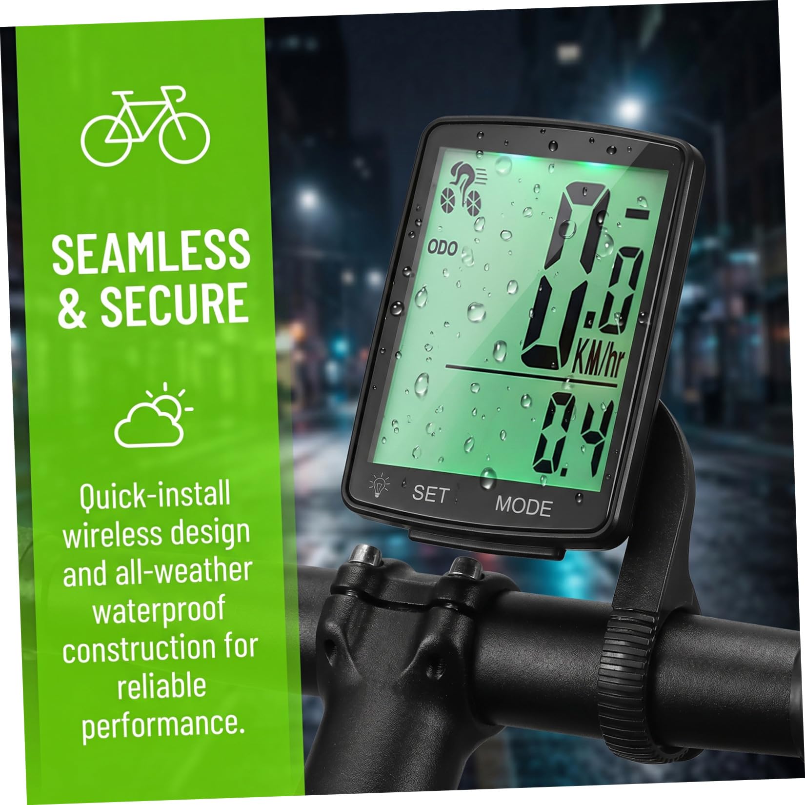 Healeved Ciclocomputer Wireless per Bicicletta con Display LCD Ampio, Leggero, Contachilometri e Velocimetro per Ciclismo su Strada e Montagna
