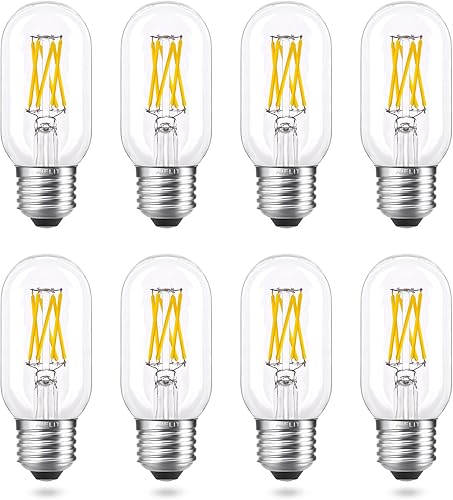 Bombilla LED E26 regulable T45T14, 6 W (equivalente a 60 W), blanco suave 3000 K, bombillas LED vintage de filamento para lámpara de araña de baño,