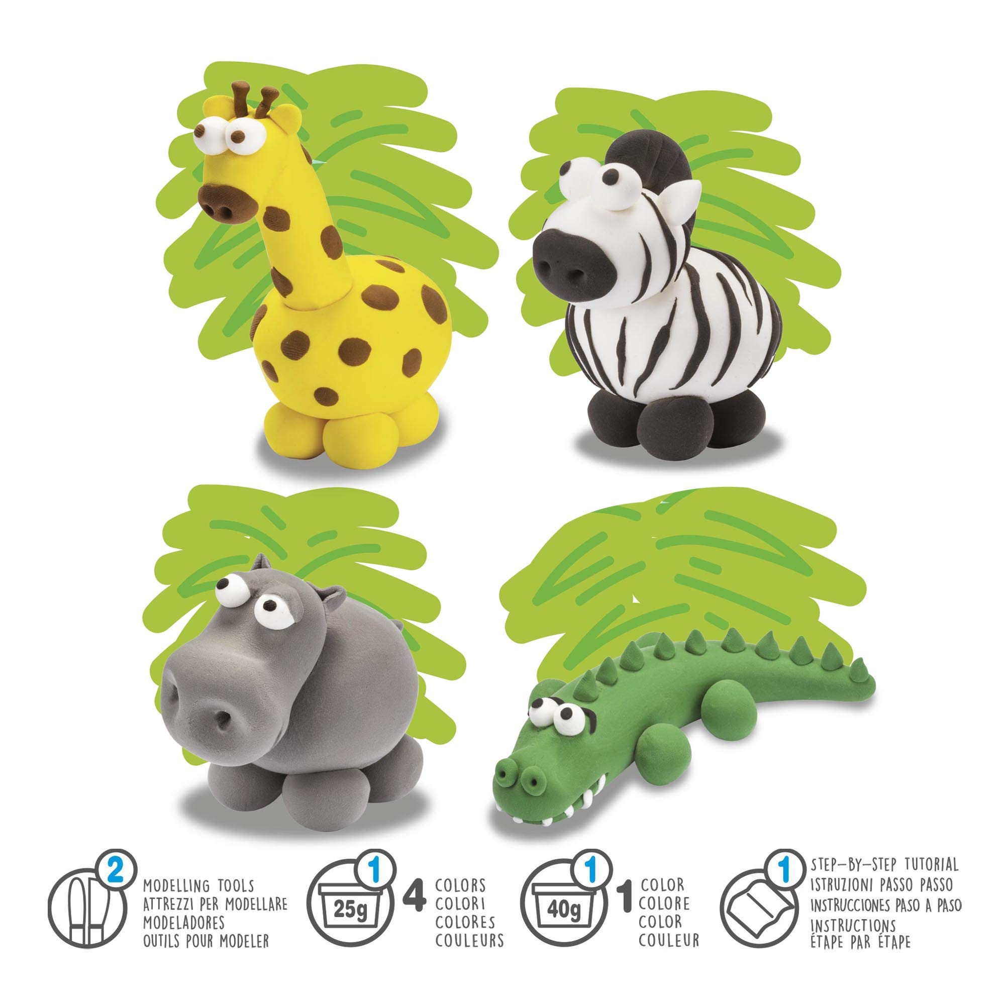 Carioca Set Modelight | Pasta Moldeable Súper Ligera Y Elástica | 12 Sobres Resellables De 50 G Cada Uno | Colores Surtidos Mezclables | Sin Gluten | A Partir De 3 Años