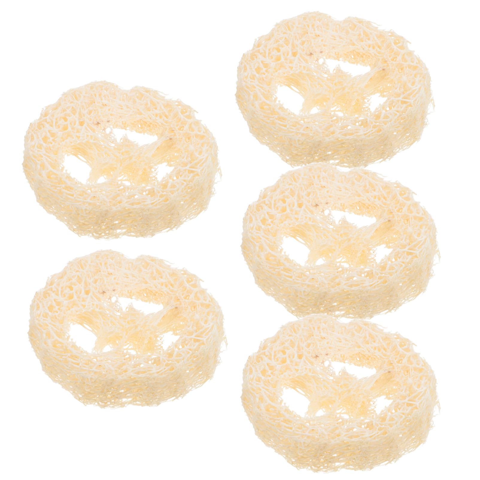 FRCOLOR 5Pcs Natural Loofah Holder Loofah Pads for Bath Kitchen Water Absorbing Breathable Organizer Durable Loofah Scrubber for Making