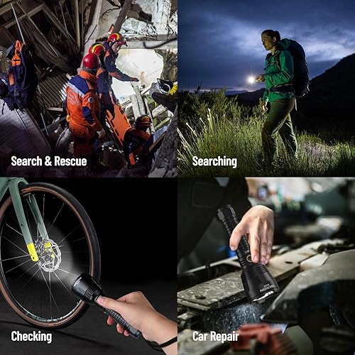 Miniatura 5 de NICRON Linternas recargables B200 de 1600 lúmenes altos, 3280 pies de largo alcance, linterna LED súper brillante tipo C cargada, 6 modos de larga