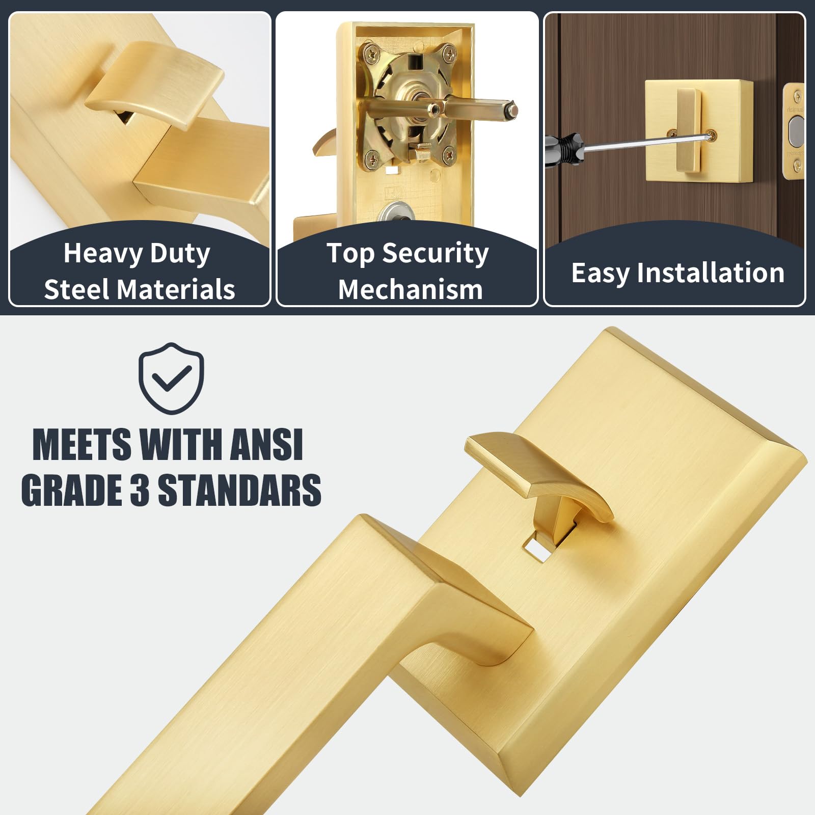 Satin Brass Front Door Handleset - Security & Style -6